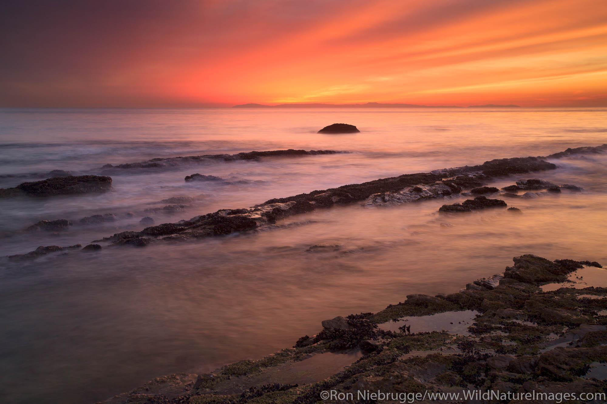 Sunset at Crystal Cove State Park, Newport Beach, Orange County, California.