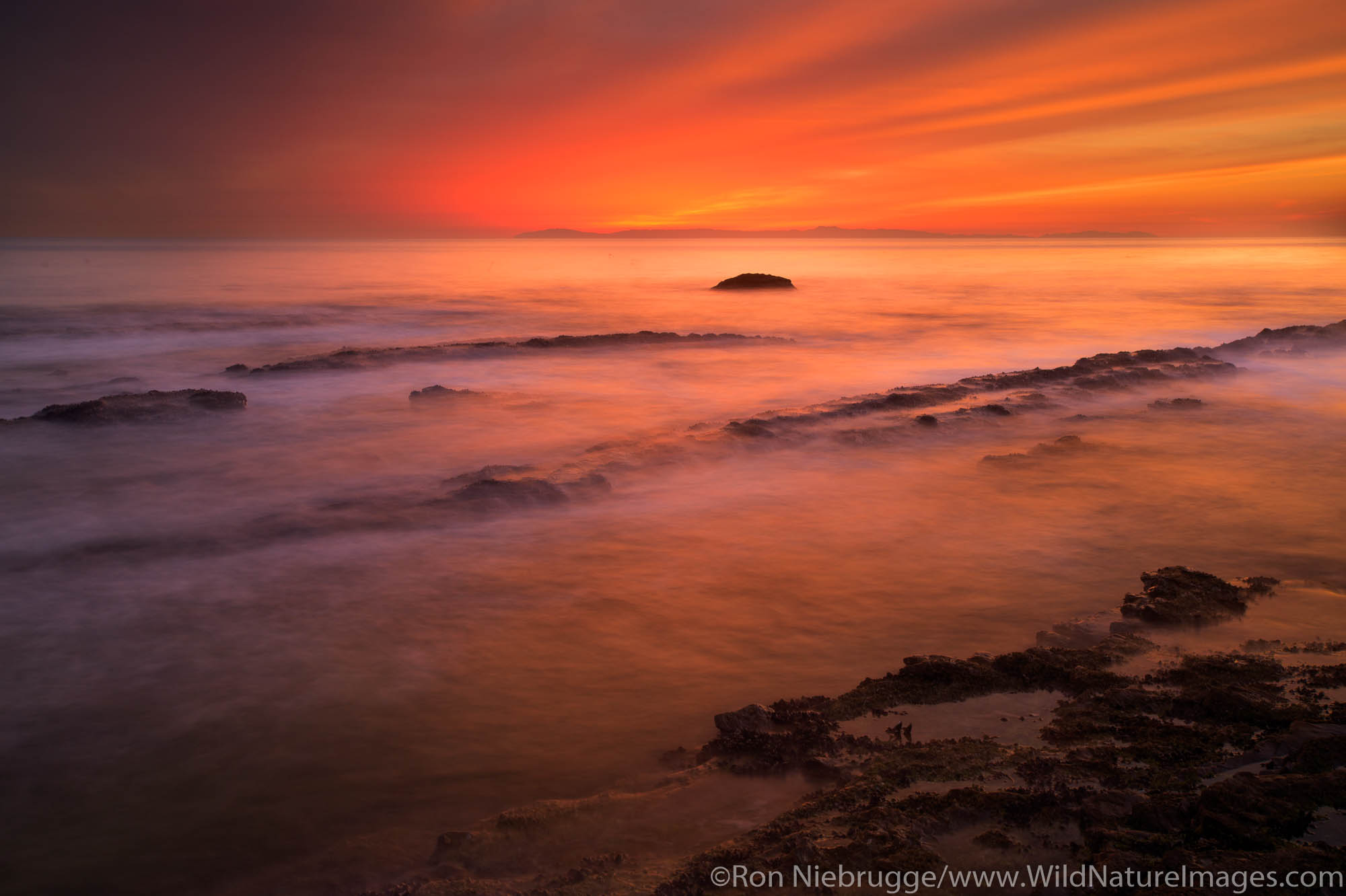 Sunset at Crystal Cove State Park, Newport Beach, Orange County, California.