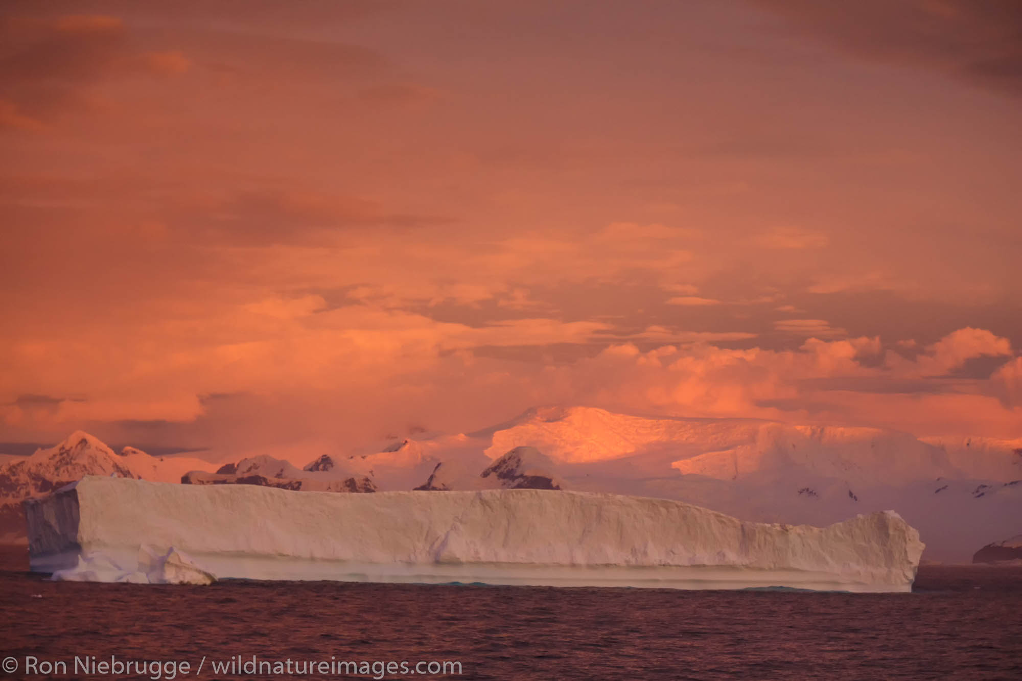 Massive icebergs near the Antarctic Circle, Antarctica.