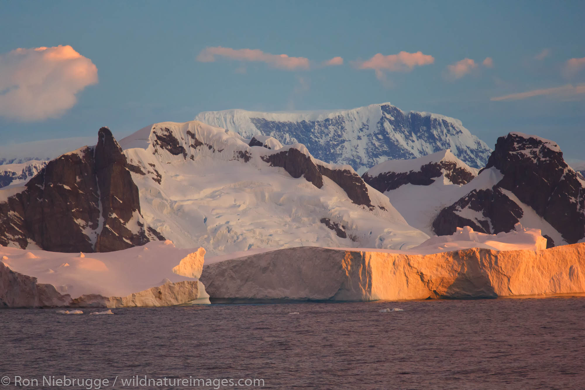 Massive icebergs near the Antarctic Circle, Antarctica.