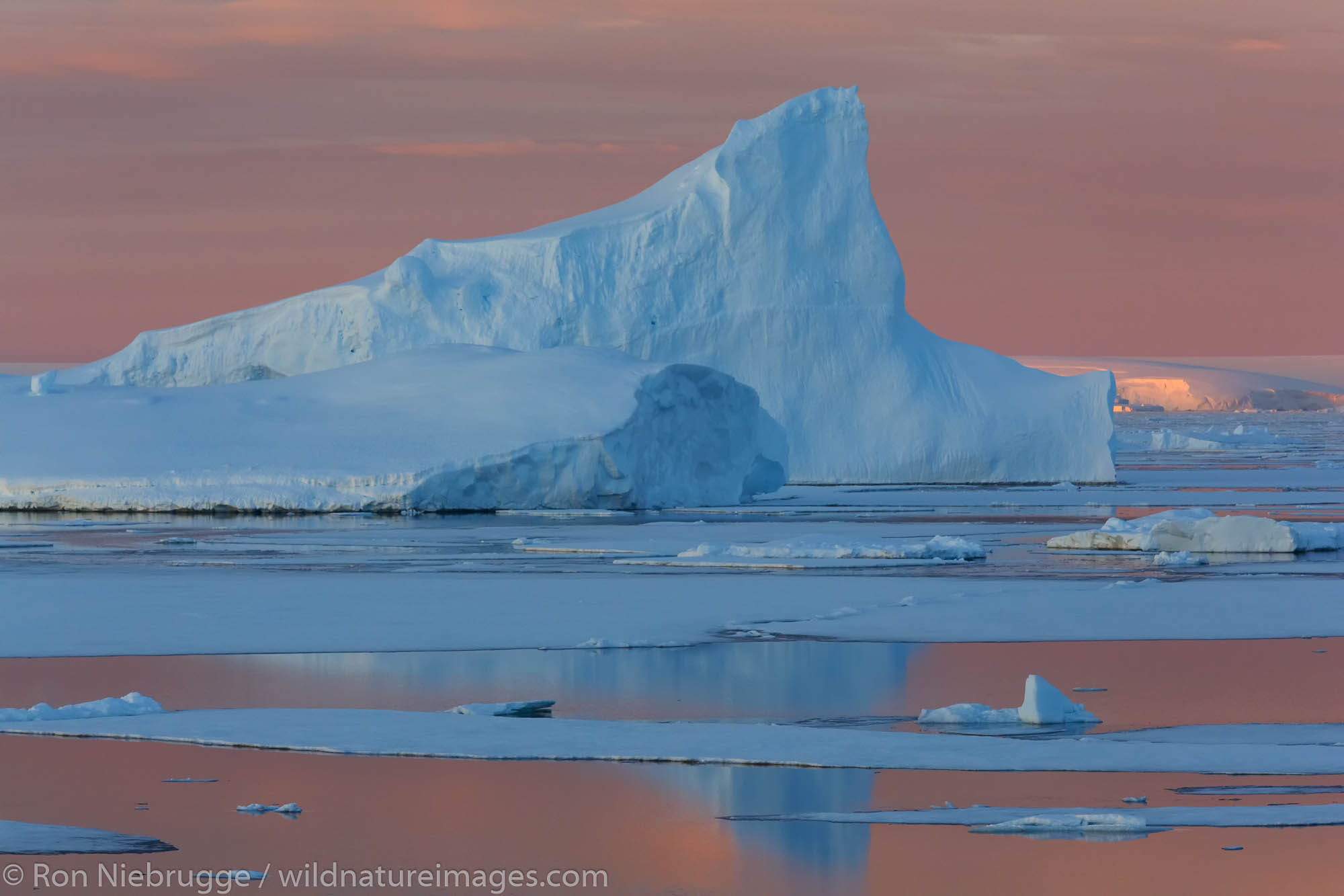 Sunset / sunrise as we travel below the Antarctic Circle, Antarctica.