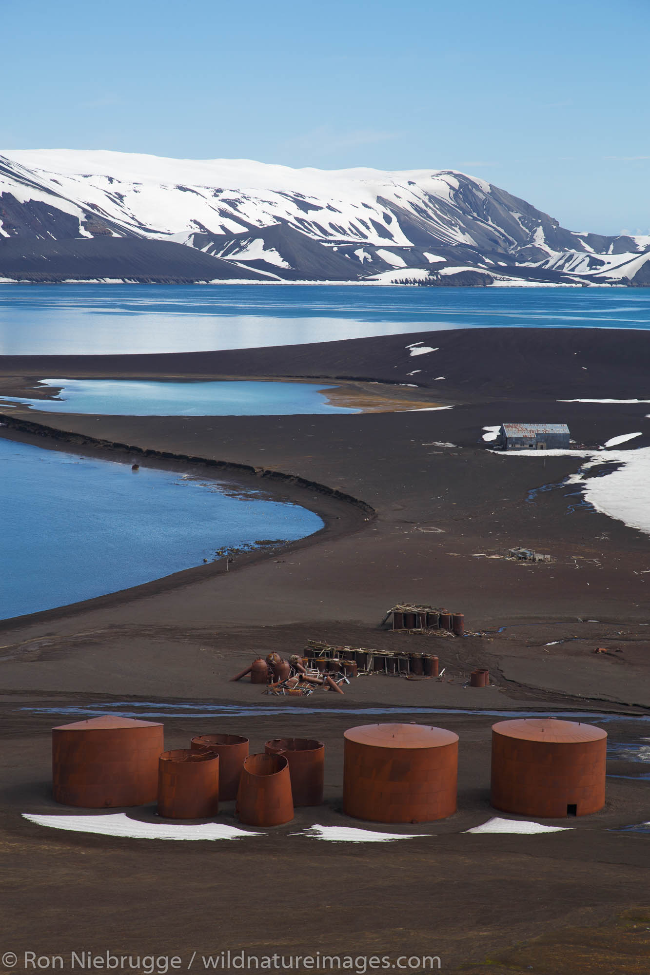 Remains of the Norwegian Hektor Whaling Station along with the abandoned British Base, B, Whaler's Bay, Deception Island, Antarctica...