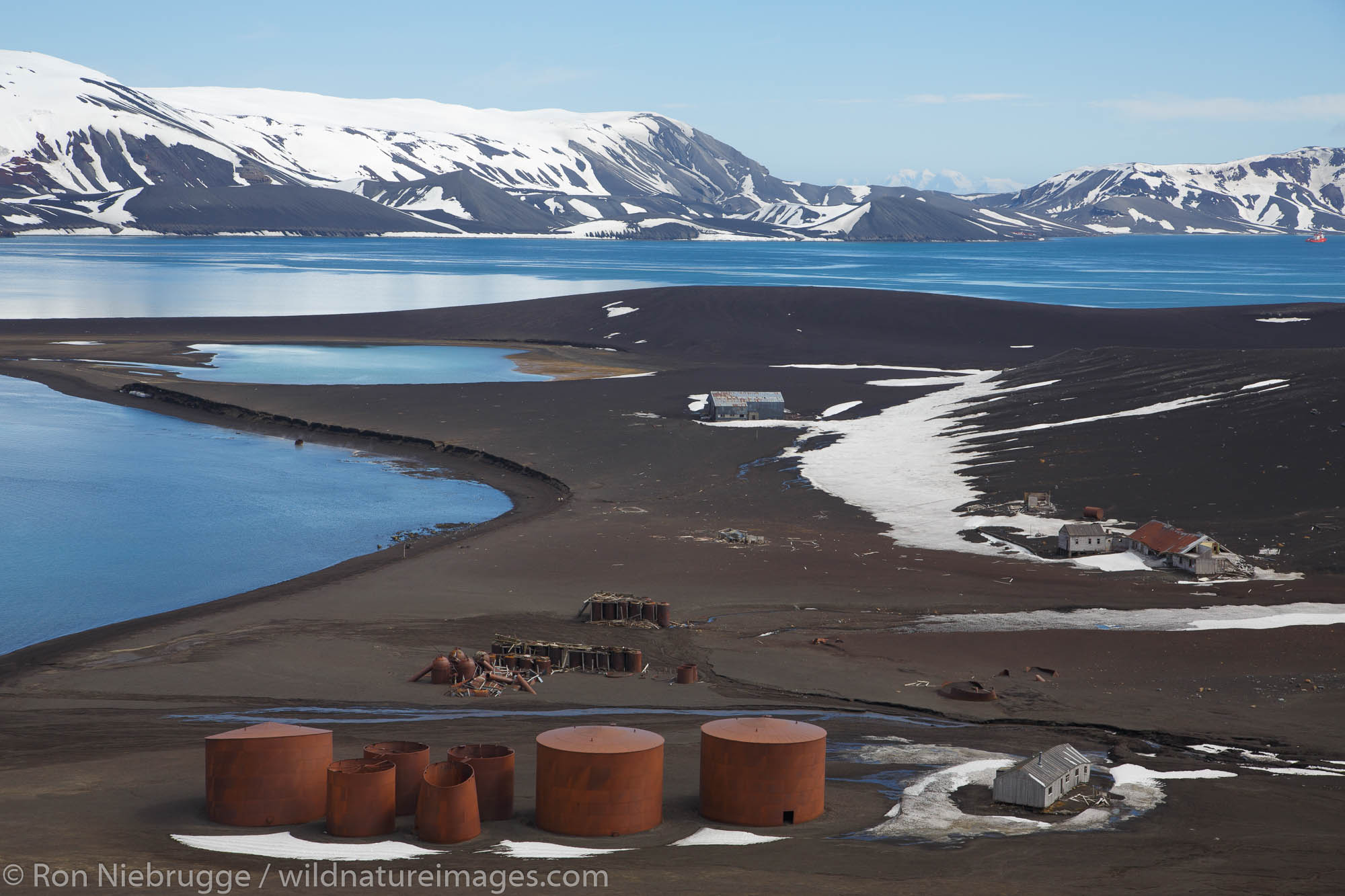 Remains of the Norwegian Hektor Whaling Station along with the abandoned British Base, B, Whaler's Bay, Deception Island, Antarctica...