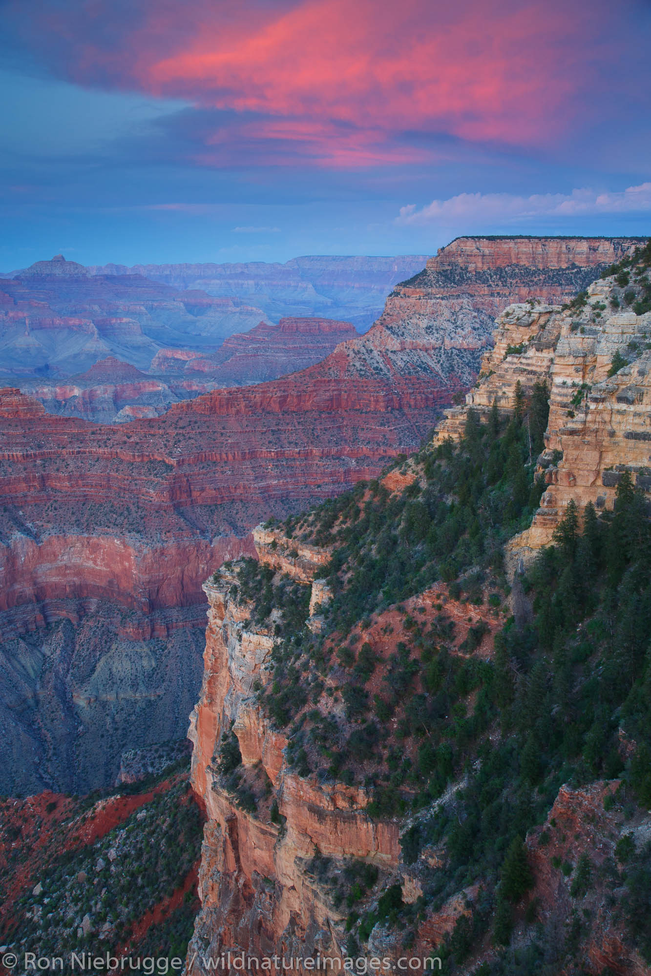 Yavapai Point at sunset, Grand Canyon National Park, Arizona.
