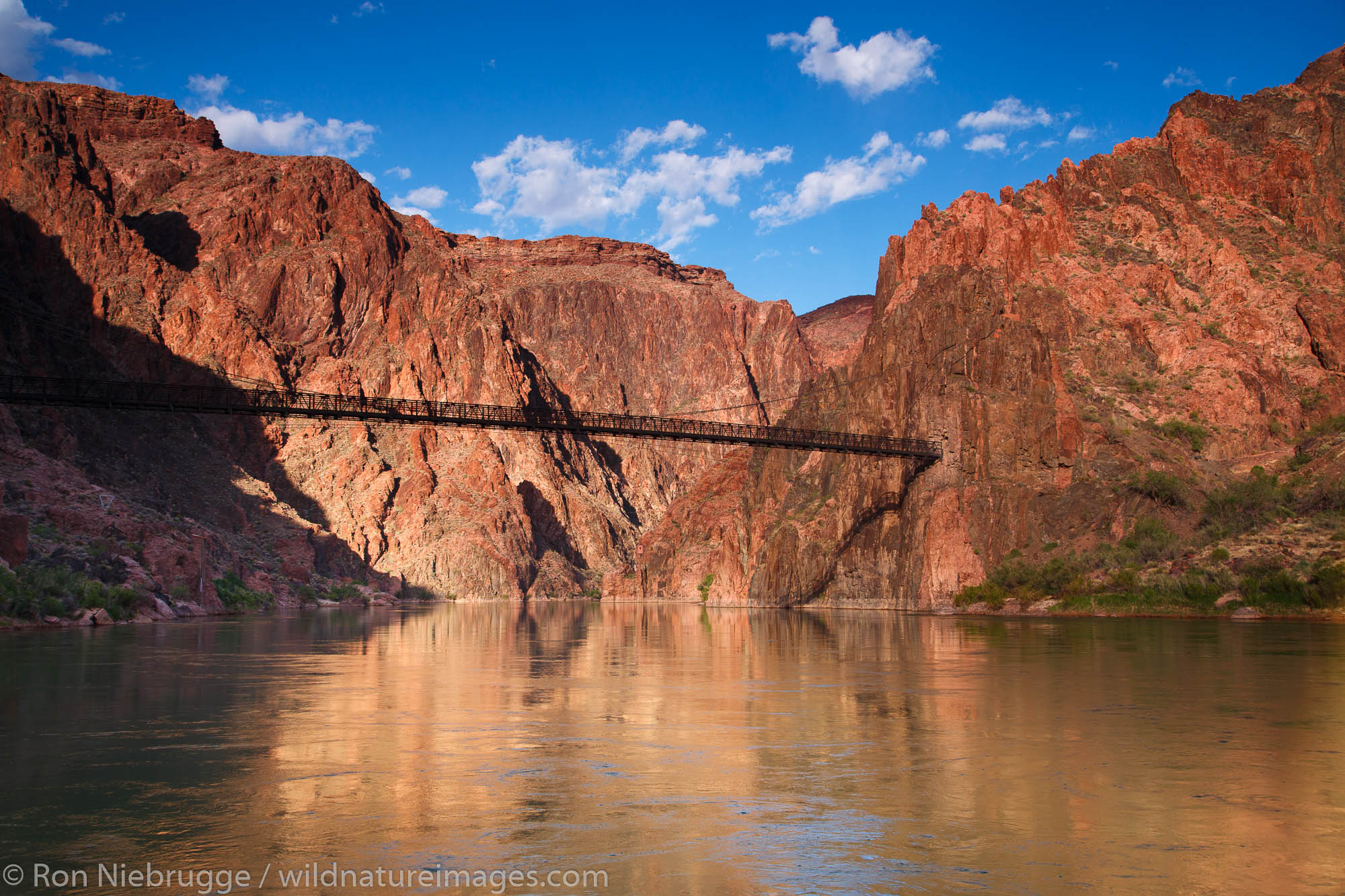 Tunnel and Black Bridge over the Colorado River are part of the South Kaibab Trail, Grand Canyon National Park, Arizona.