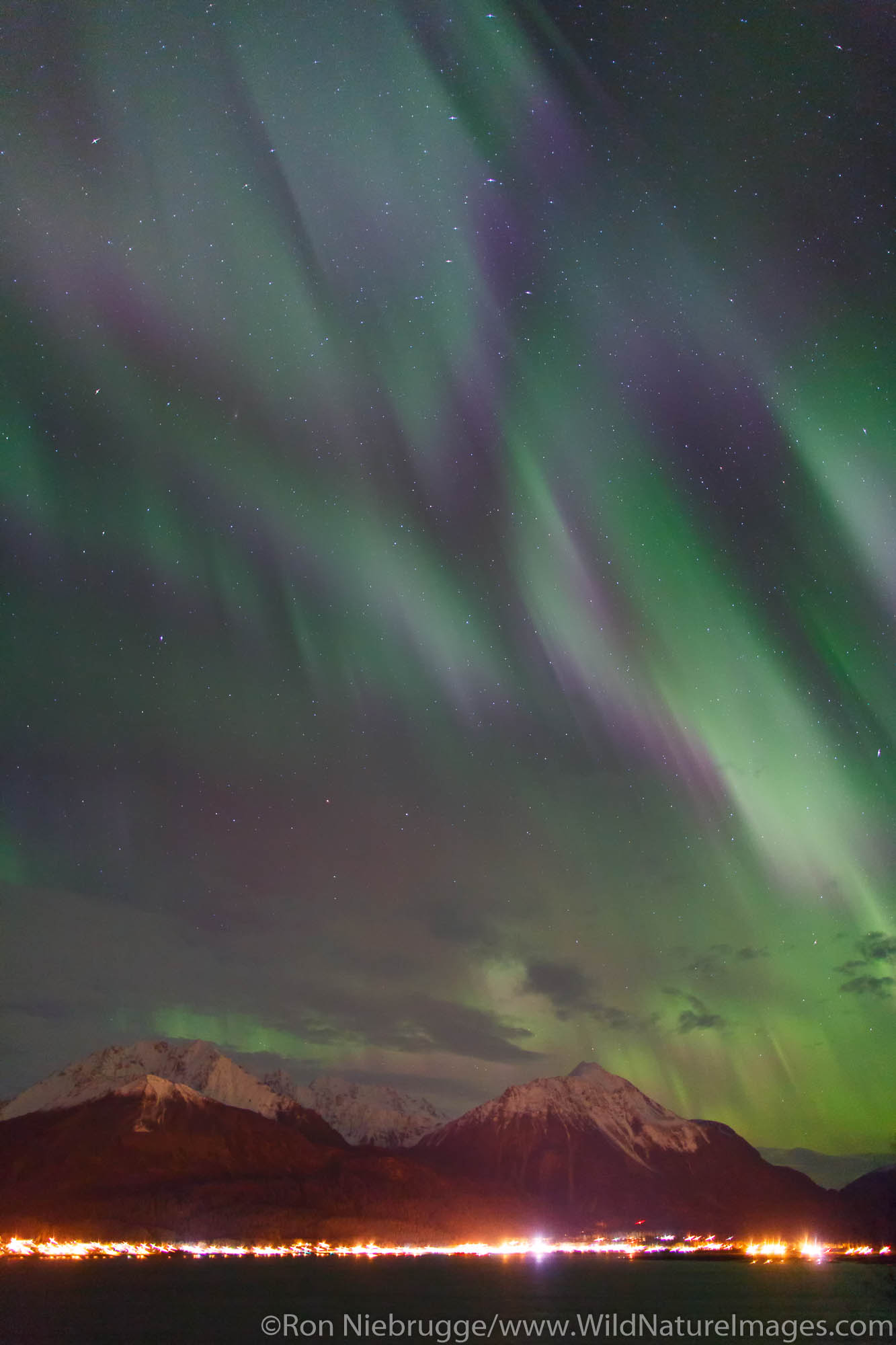 Aurora borealis over Resurrection Bay, Seward, Alaska