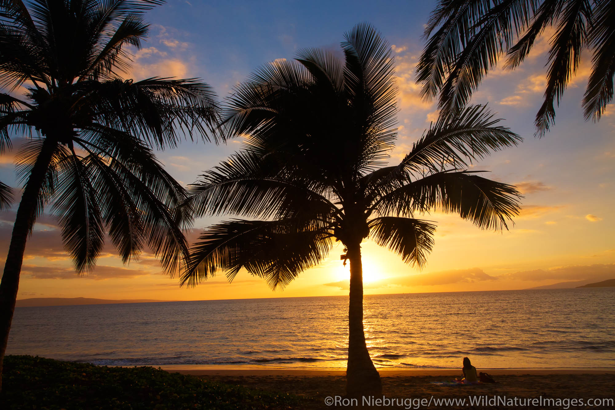 Sunset from Mai Poina 'Oe La'u Beach Park, Maui, Hawaii.Maui, Hawaii.