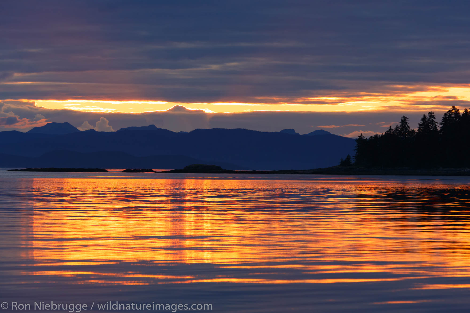 Sunset, Cape Fanshaw, Tongass National Forest, Alaska.