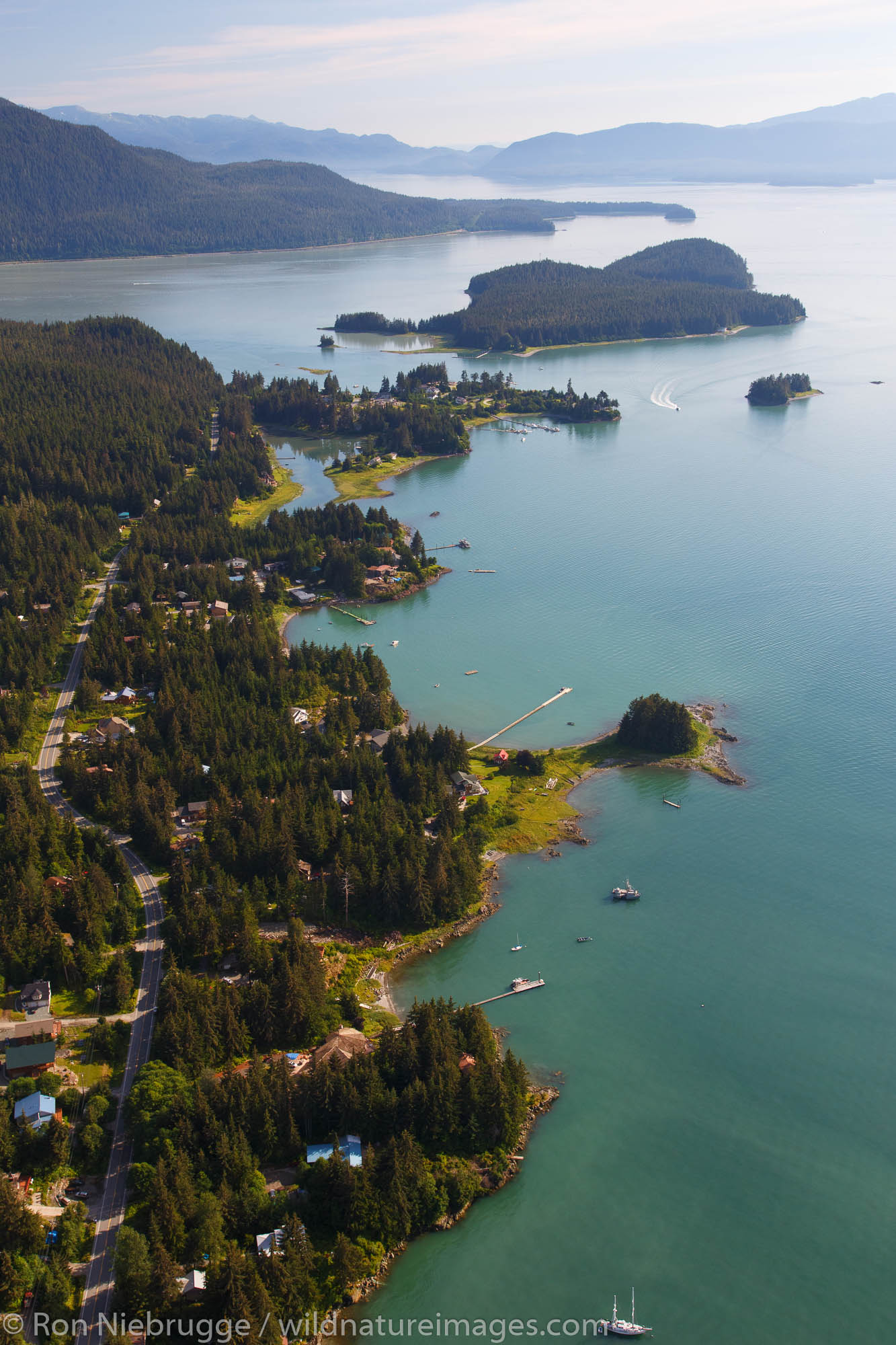 Aerial view of Juneau and Gastineau Channel, Alaska.