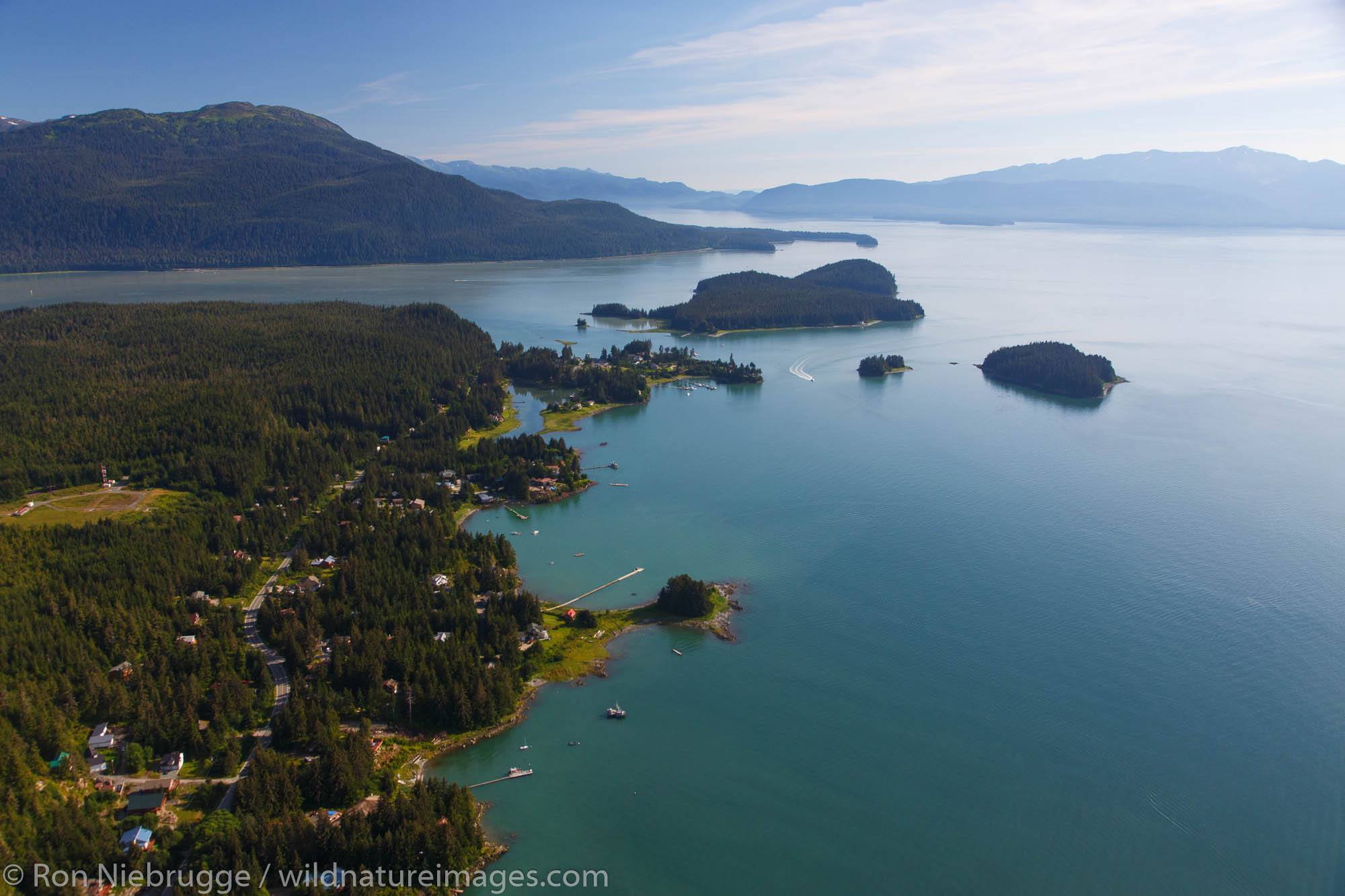 Aerial view of Juneau and Gastineau Channel, Alaska.
