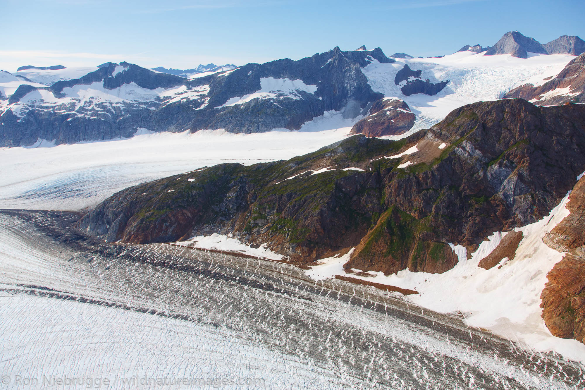 Aerial of the Herbert Glacier, Tongass National Forest, near Juneau, Alaska