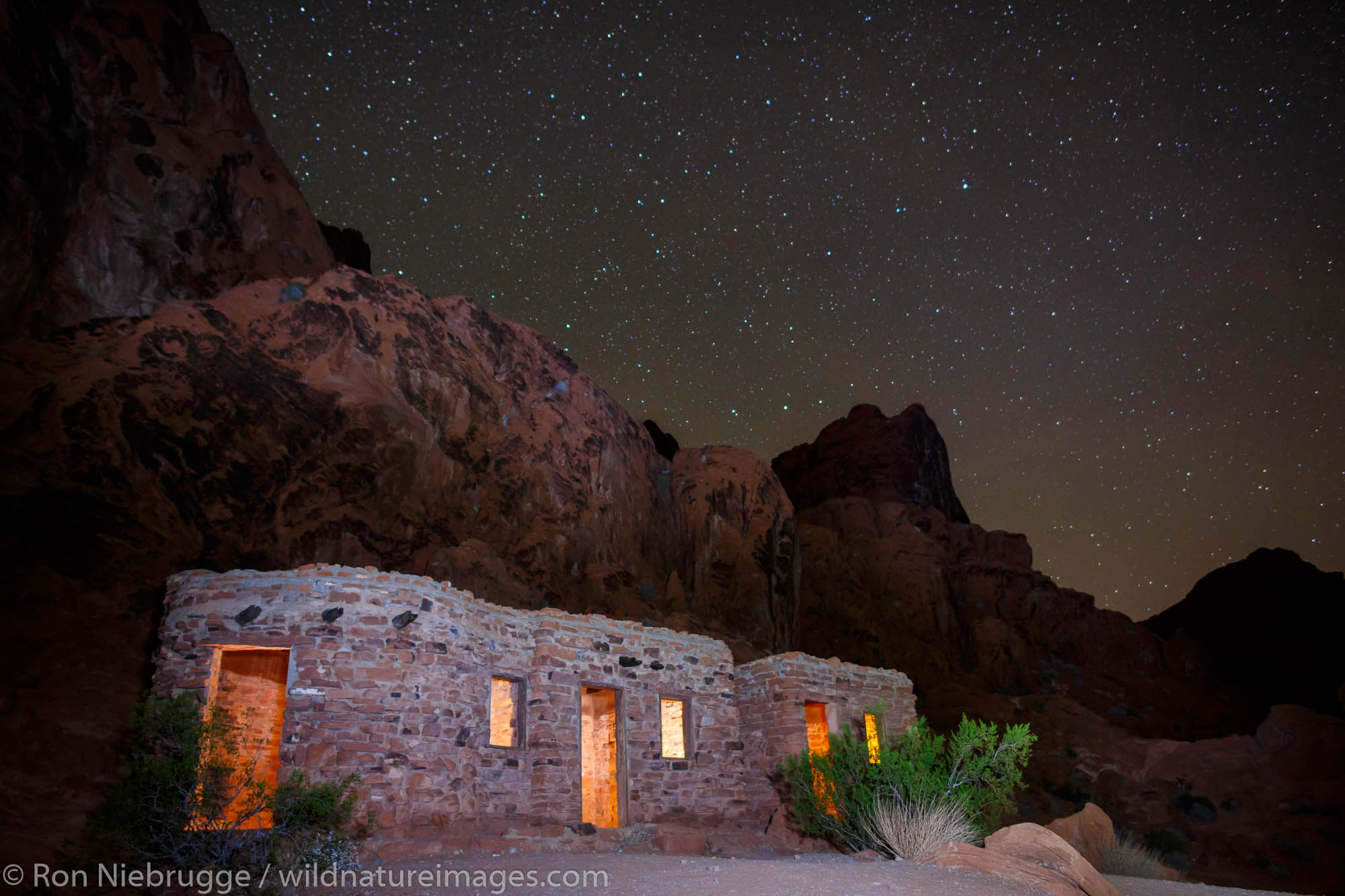 Night at the cabins, Valley of Fire State Park, near Las Vegas, Nevada.