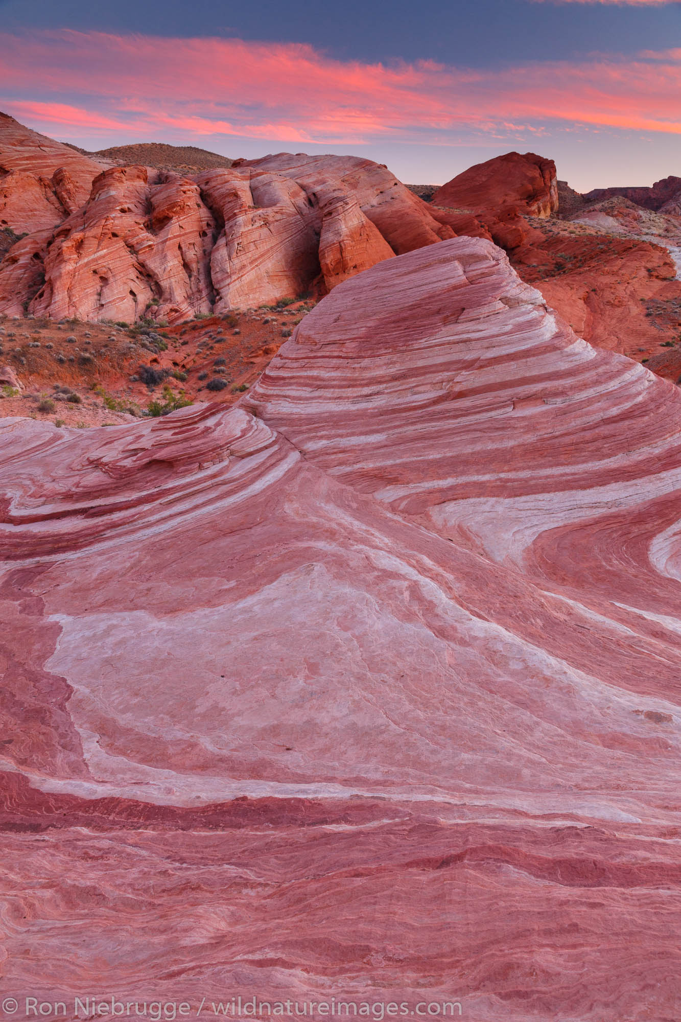 Sunset at Fire Wave, Valley of Fire State Park, not far from Las Vegas, Nevada.