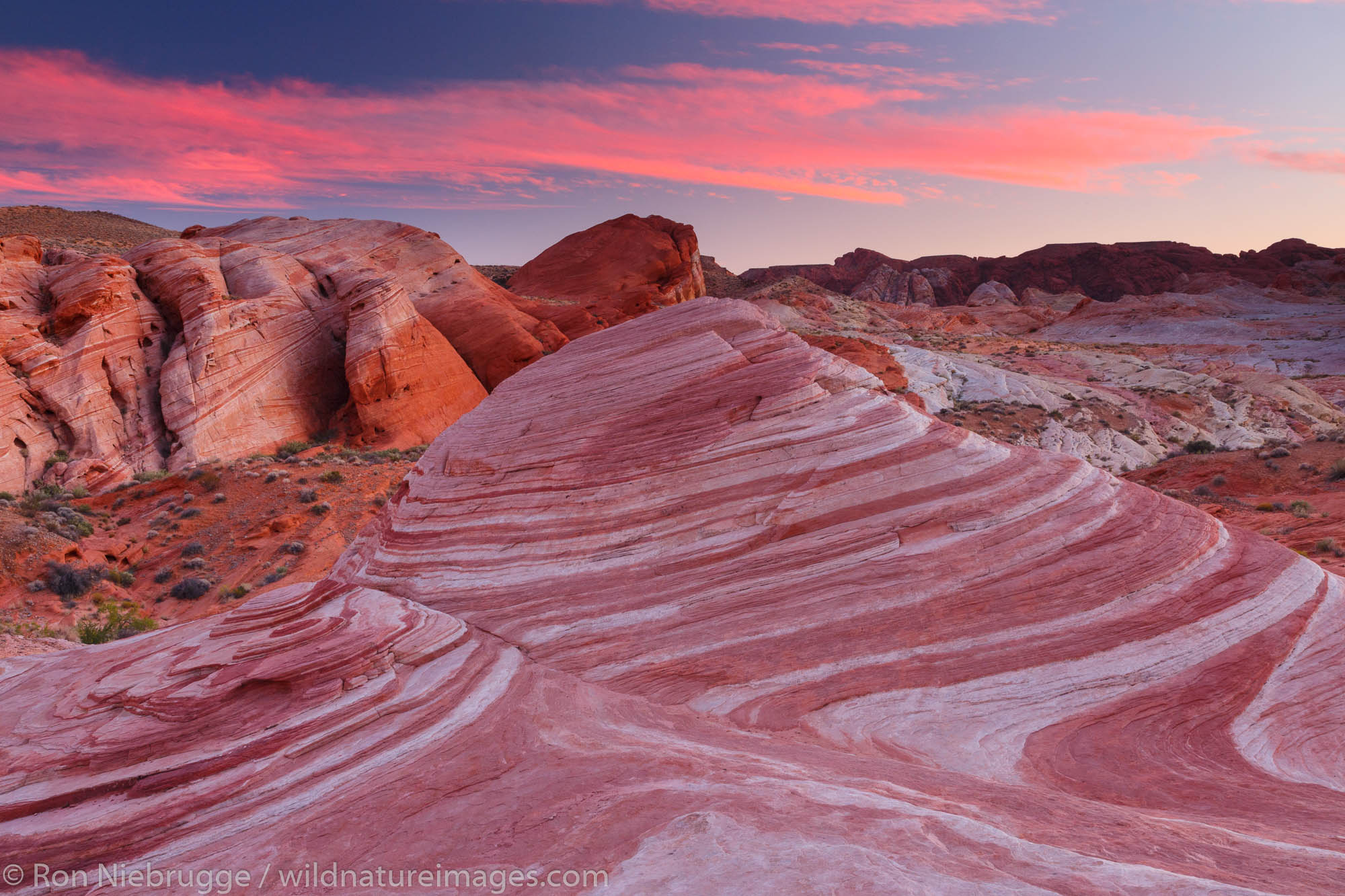 Sunset at Fire Wave, Valley of Fire State Park, not far from Las Vegas, Nevada.