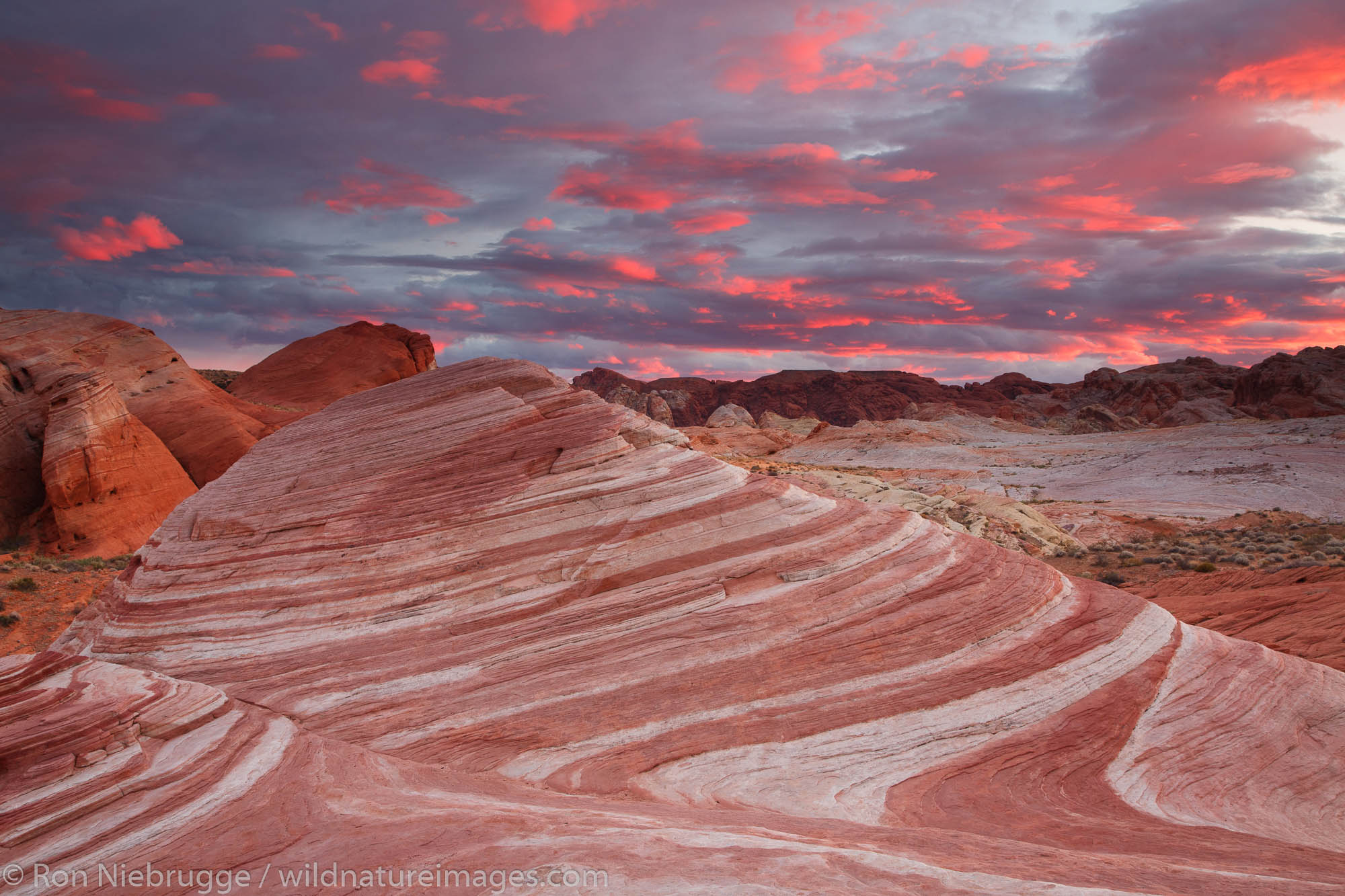 Sunset at Fire Wave, Valley of Fire State Park, not far from Las Vegas, Nevada.