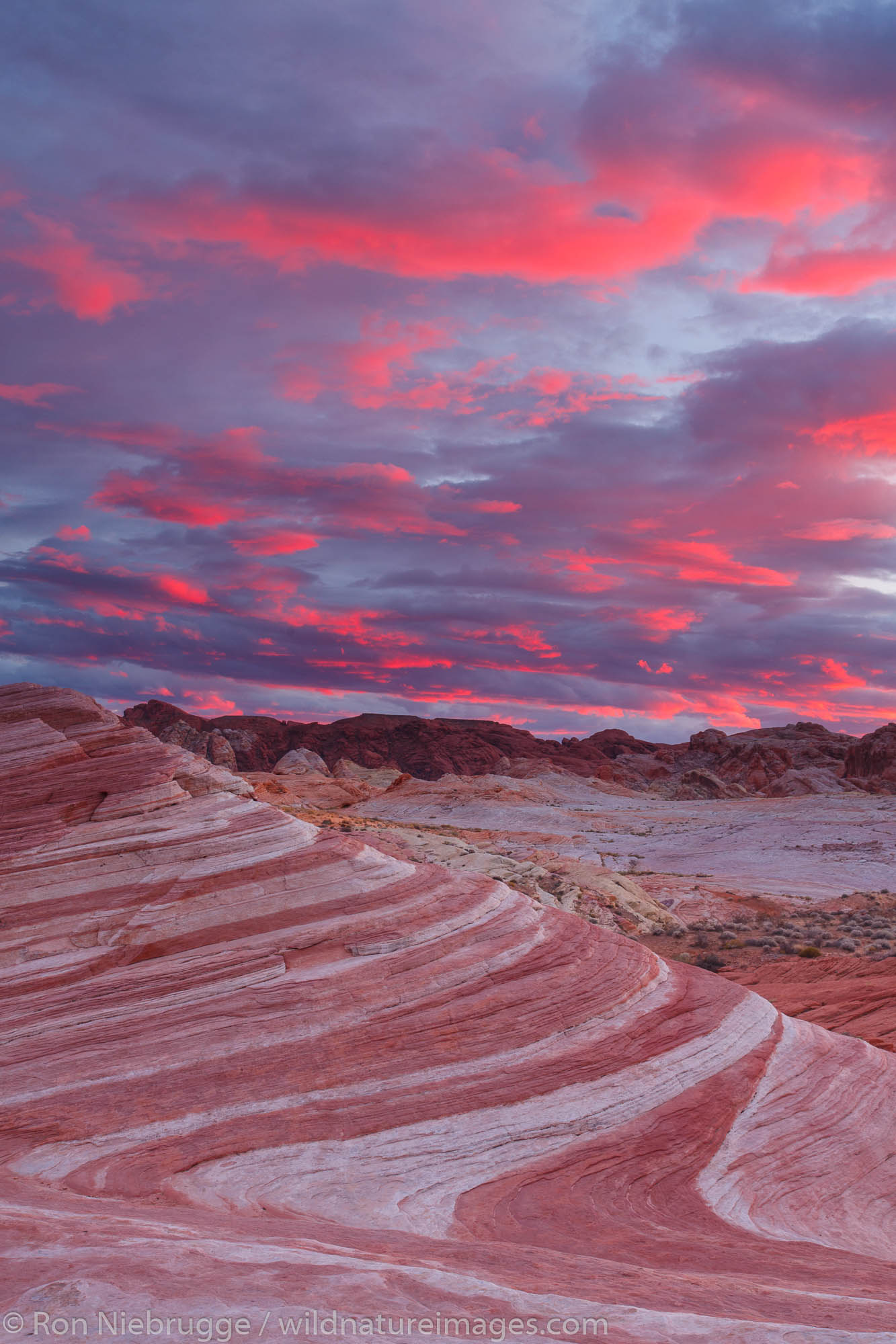 Sunset at Fire Wave, Valley of Fire State Park, not far from Las Vegas, Nevada.