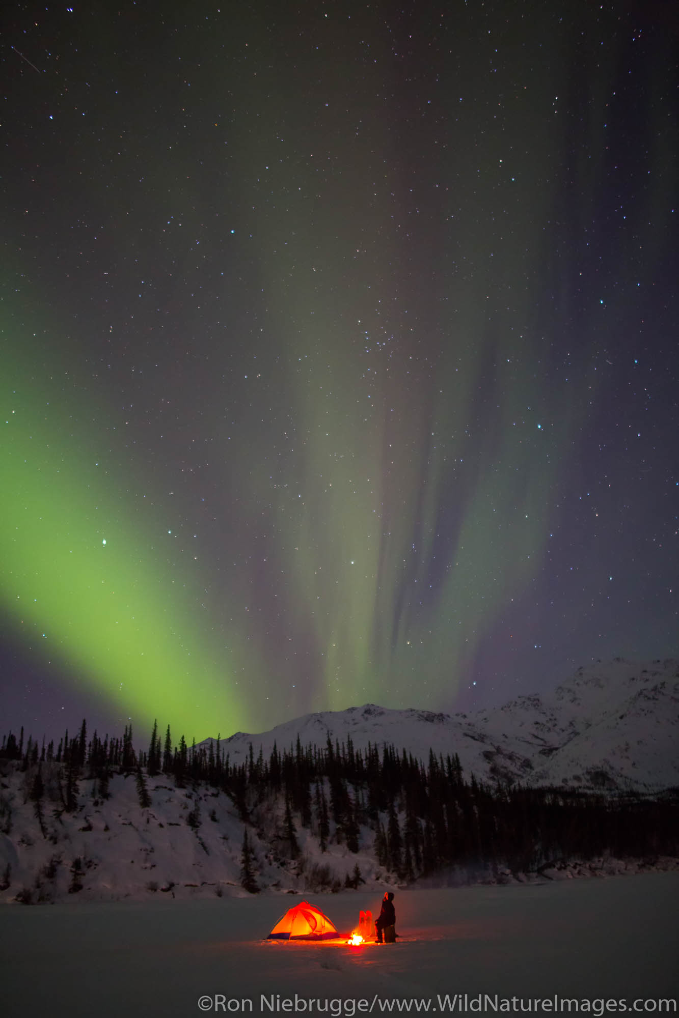 Camping under the Aurora Borealis in the Brooks Range, Alaska.