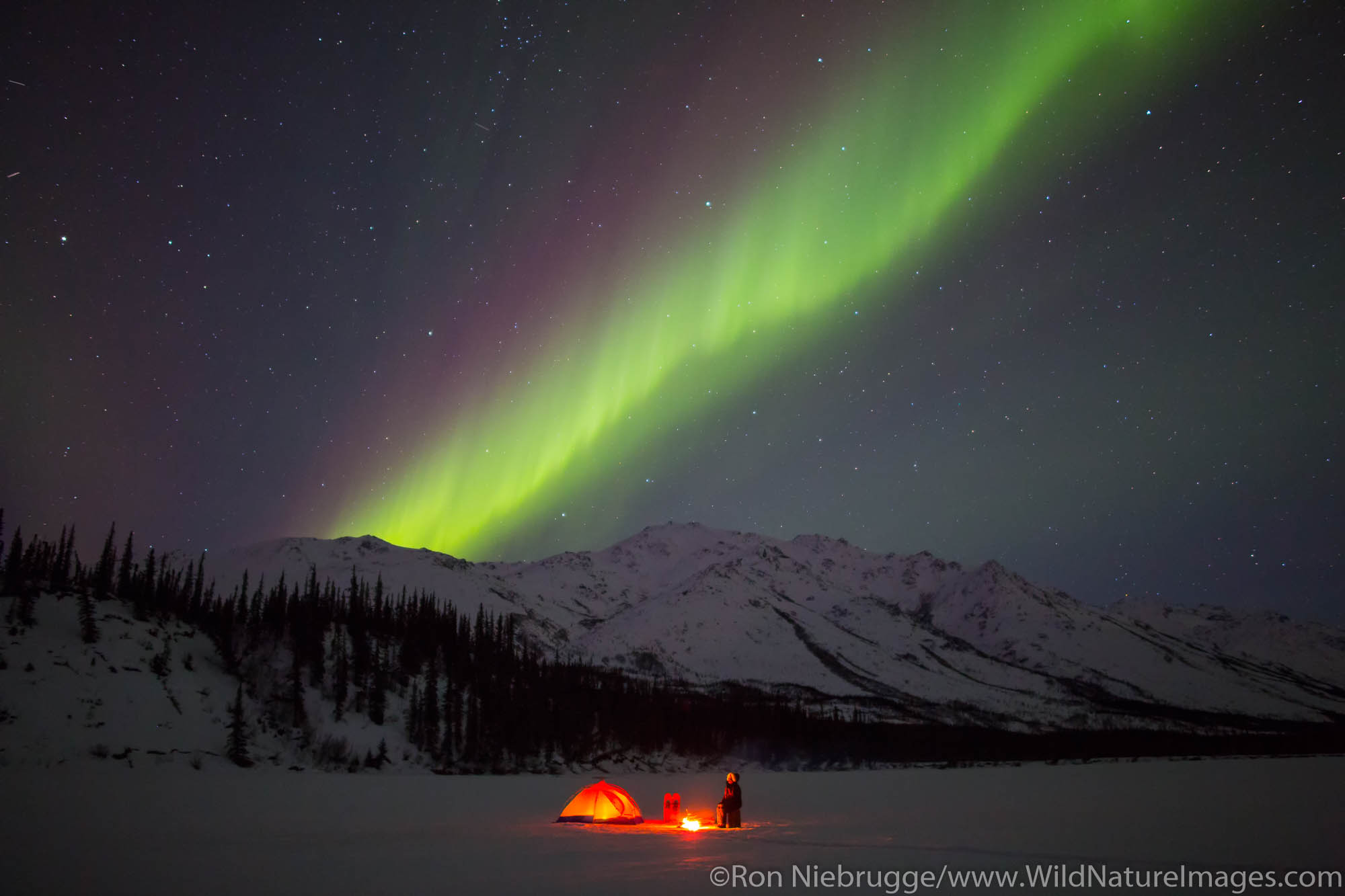 Camping under the Aurora Borealis in the Brooks Range, Alaska.