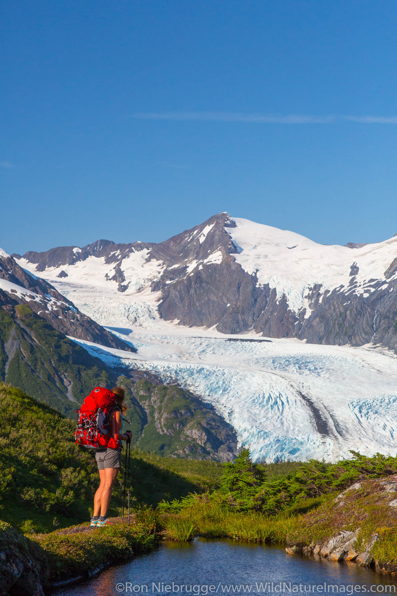 Backpacking to Portage Glacier, Chugach National Forest, Alaska.