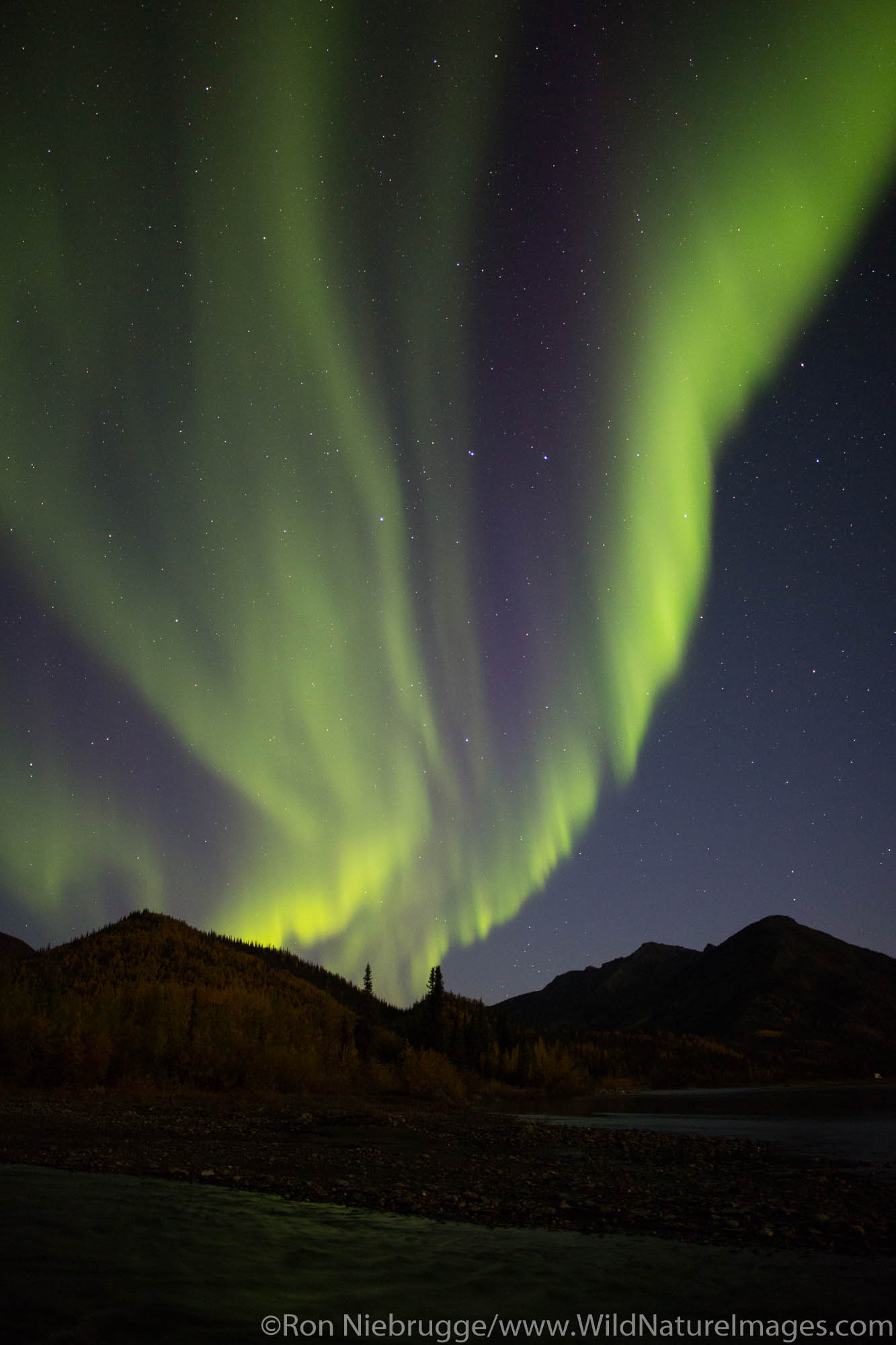 Northern Lights in the Brooks Range from the Dalton Highway, Alaska.
