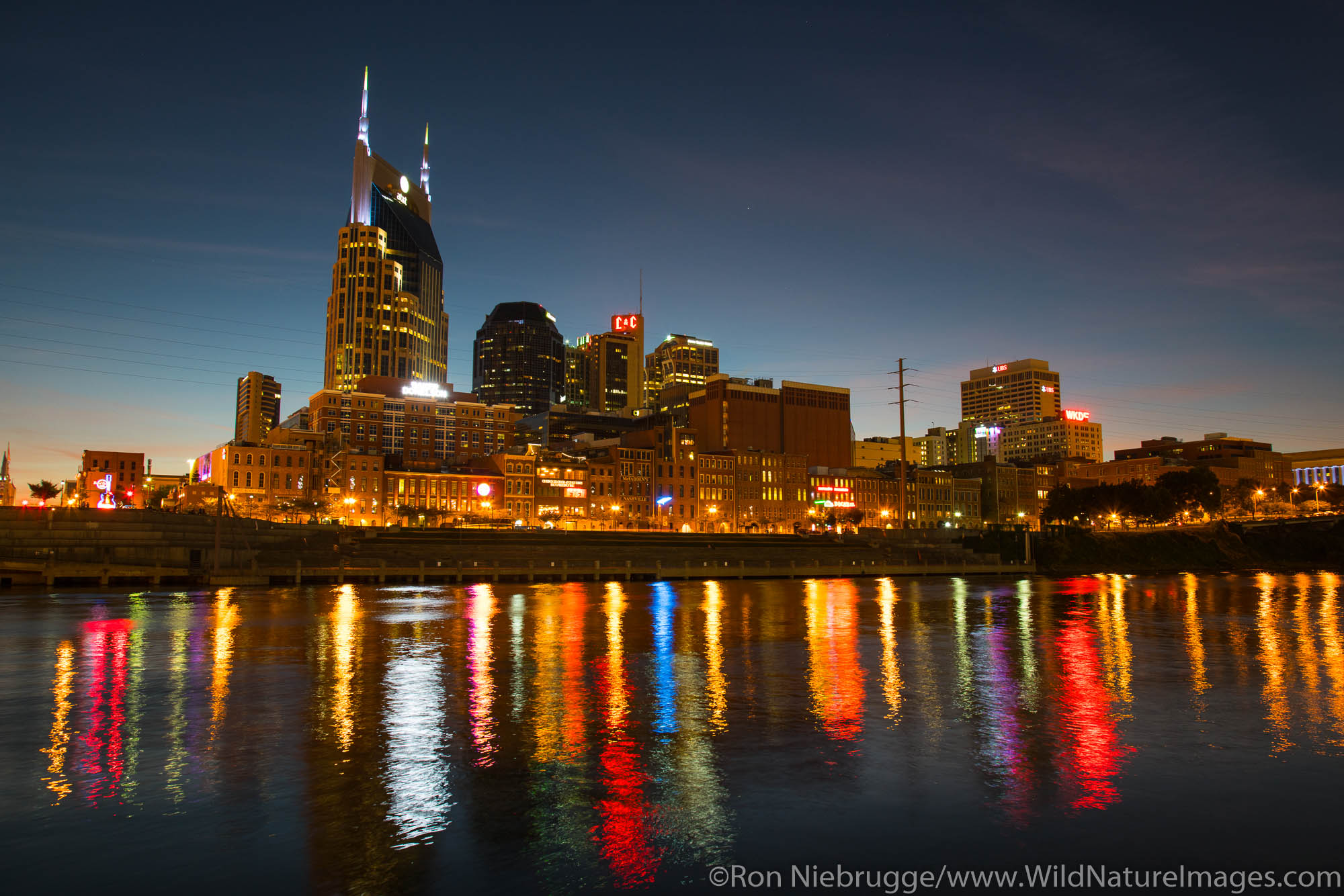 Nashville skyline at night.  Nashville,  Tennessee.