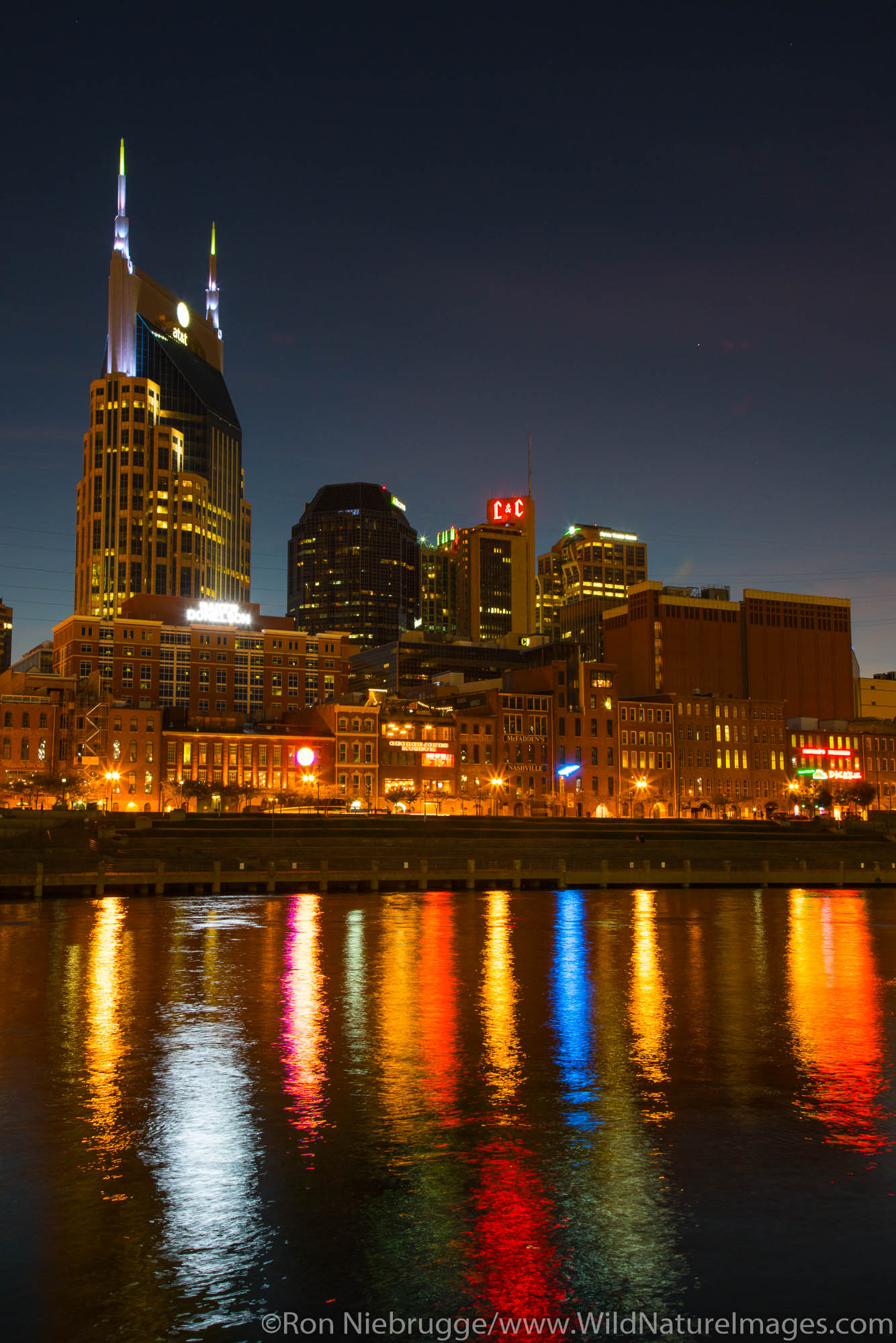 Nashville skyline at night.  Nashville,  Tennessee.