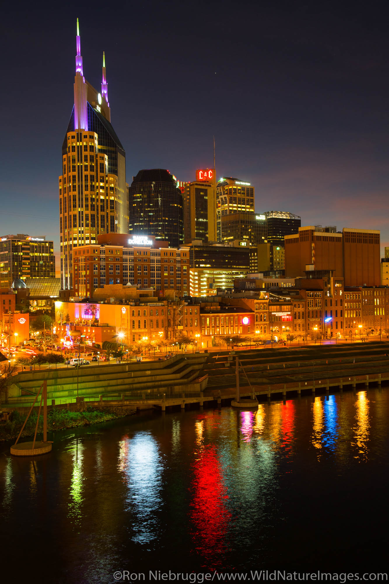 Nashville skyline at night.  Nashville,  Tennessee.
