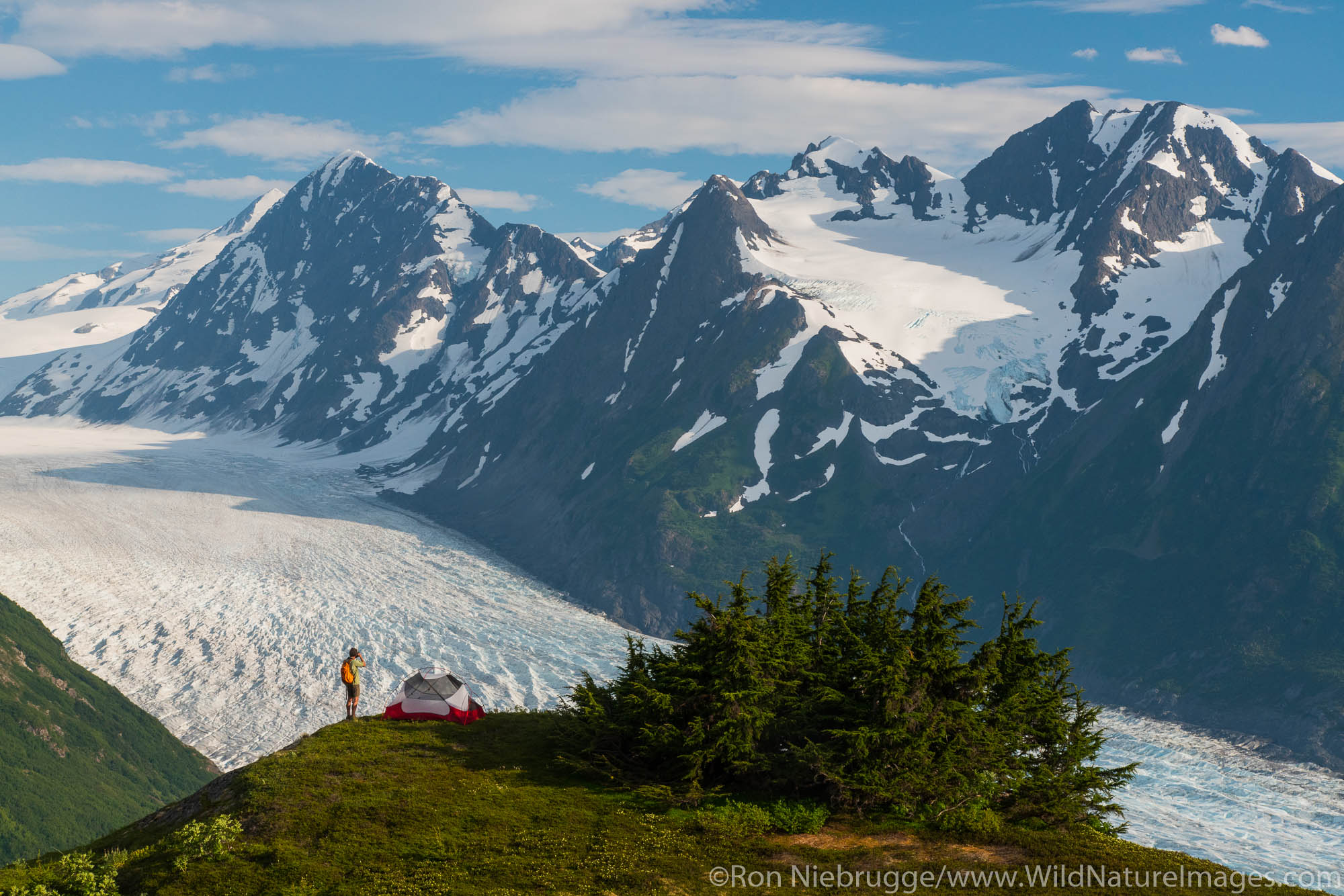 Backpacking trip to the Spencer Glacier Bench, Chugach National Forest, Alaska.