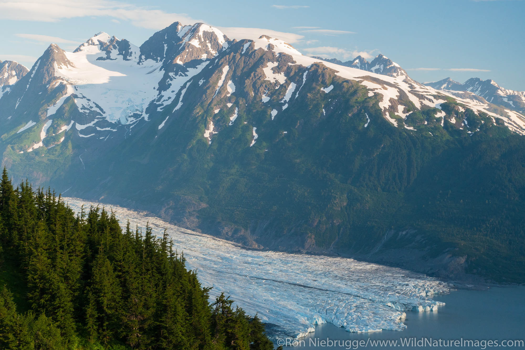 View from Spencer Glacier Bench Forest Service Cabin, Chugach National Forest, Alaska.