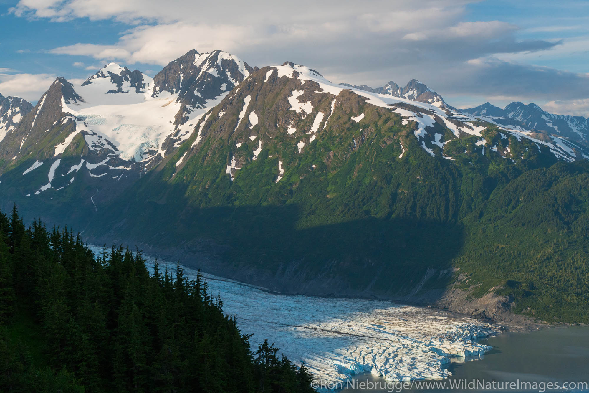 View from Spencer Glacier Bench Cabin, Chugach National Forest, Alaska.