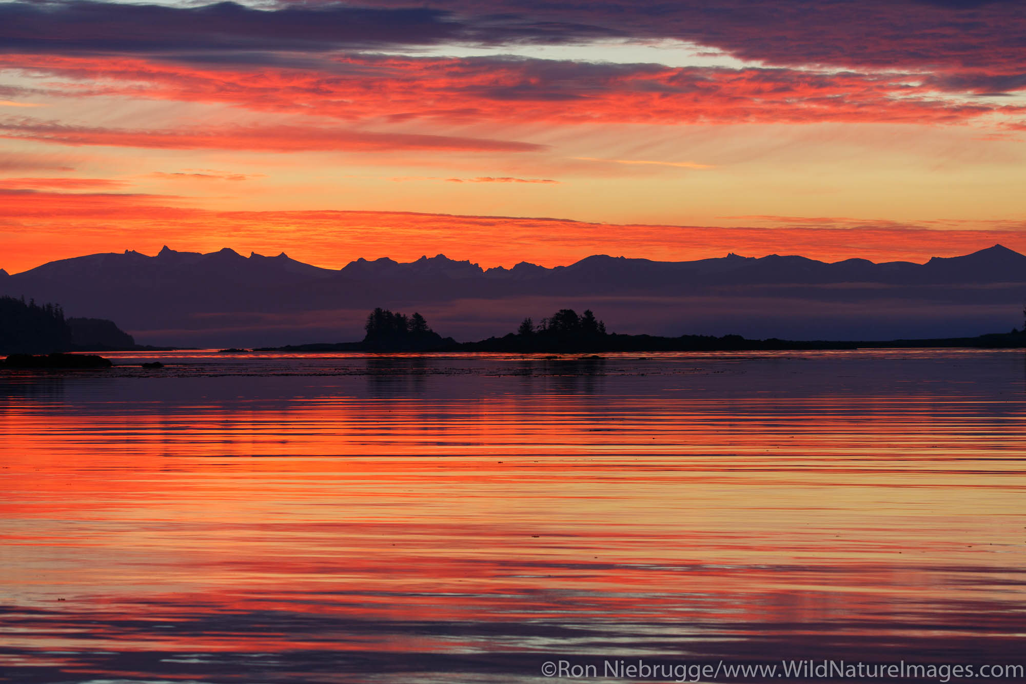 Sunrise over Frederick Sound, Tongass National Forest, Alaska.