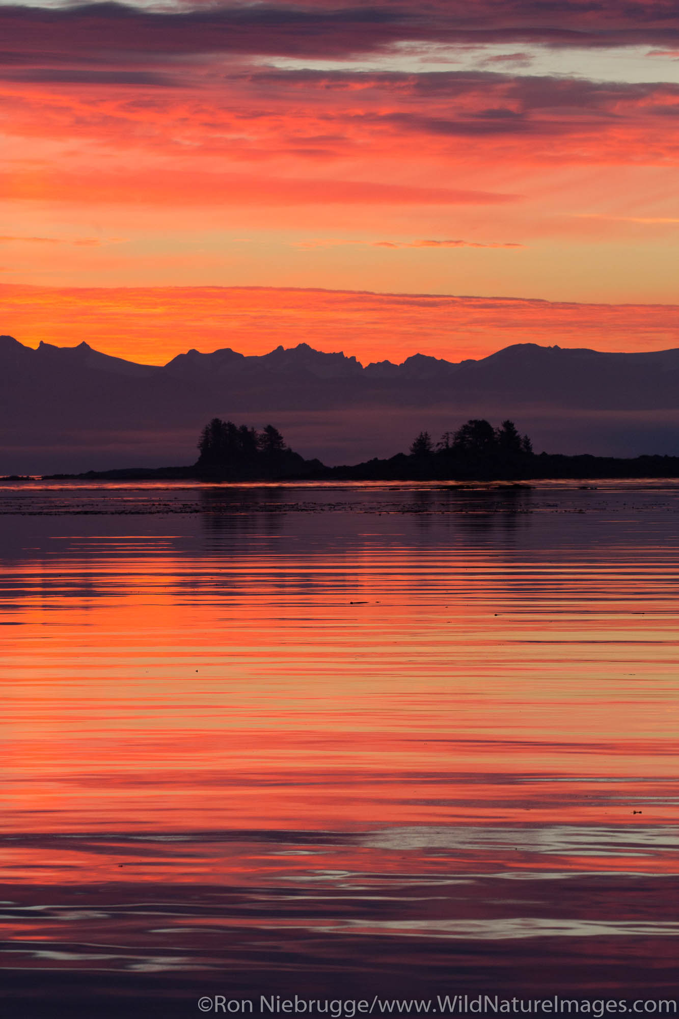 Sunrise over Frederick Sound, Tongass National Forest, Alaska.