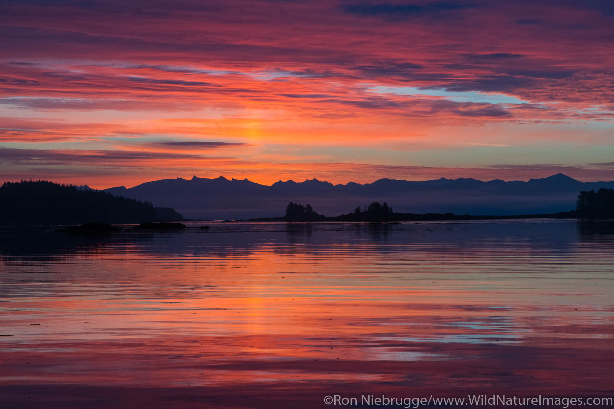 Sunrise over Frederick Sound, Tongass National Forest, Alaska.
