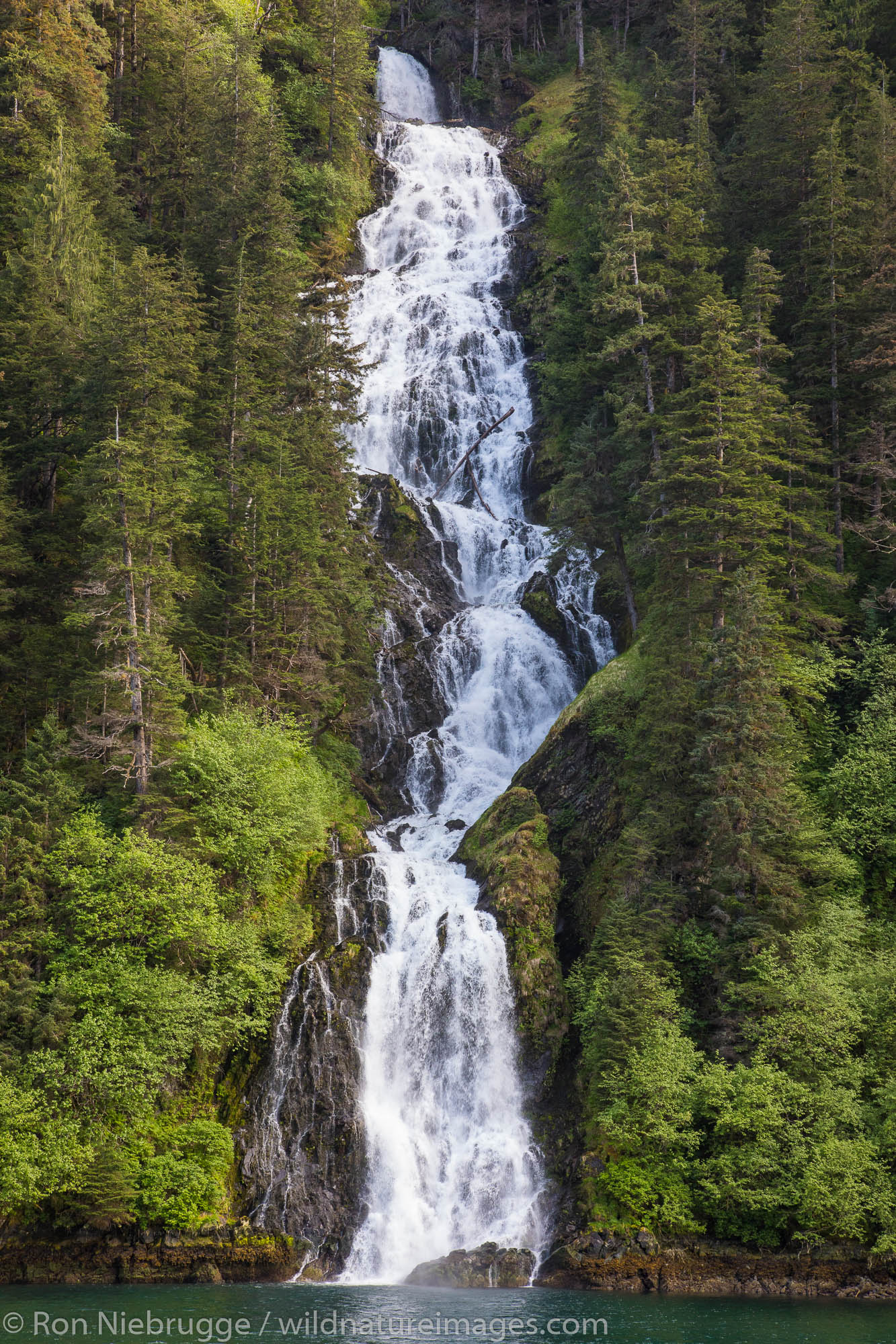 Waterfall in Red Bluff, Baranof Island, Tongass National Forest, Alaska.