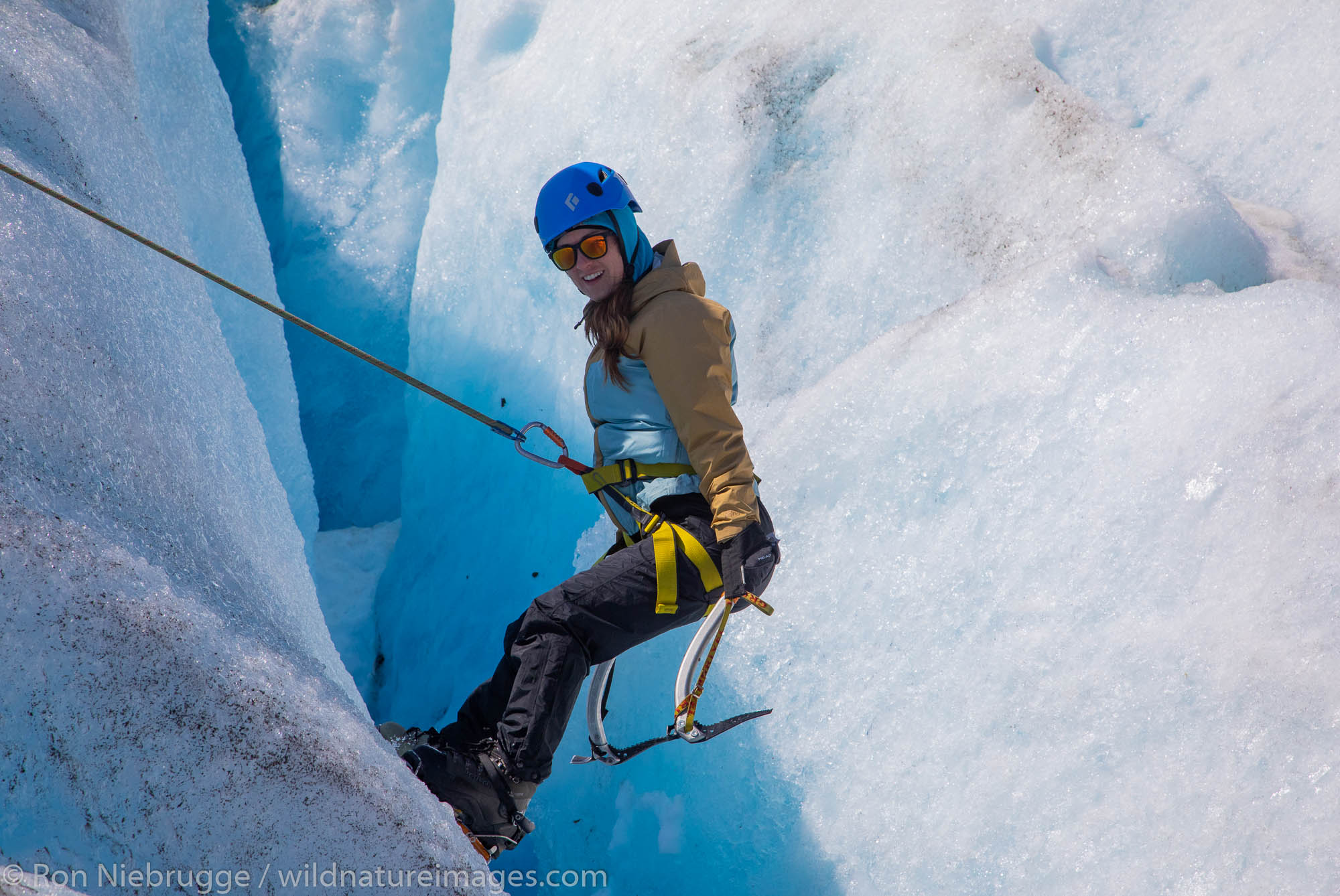 Climbing on Exit Glacier, Kenai Fjords National Park, near Seward, Alaska.