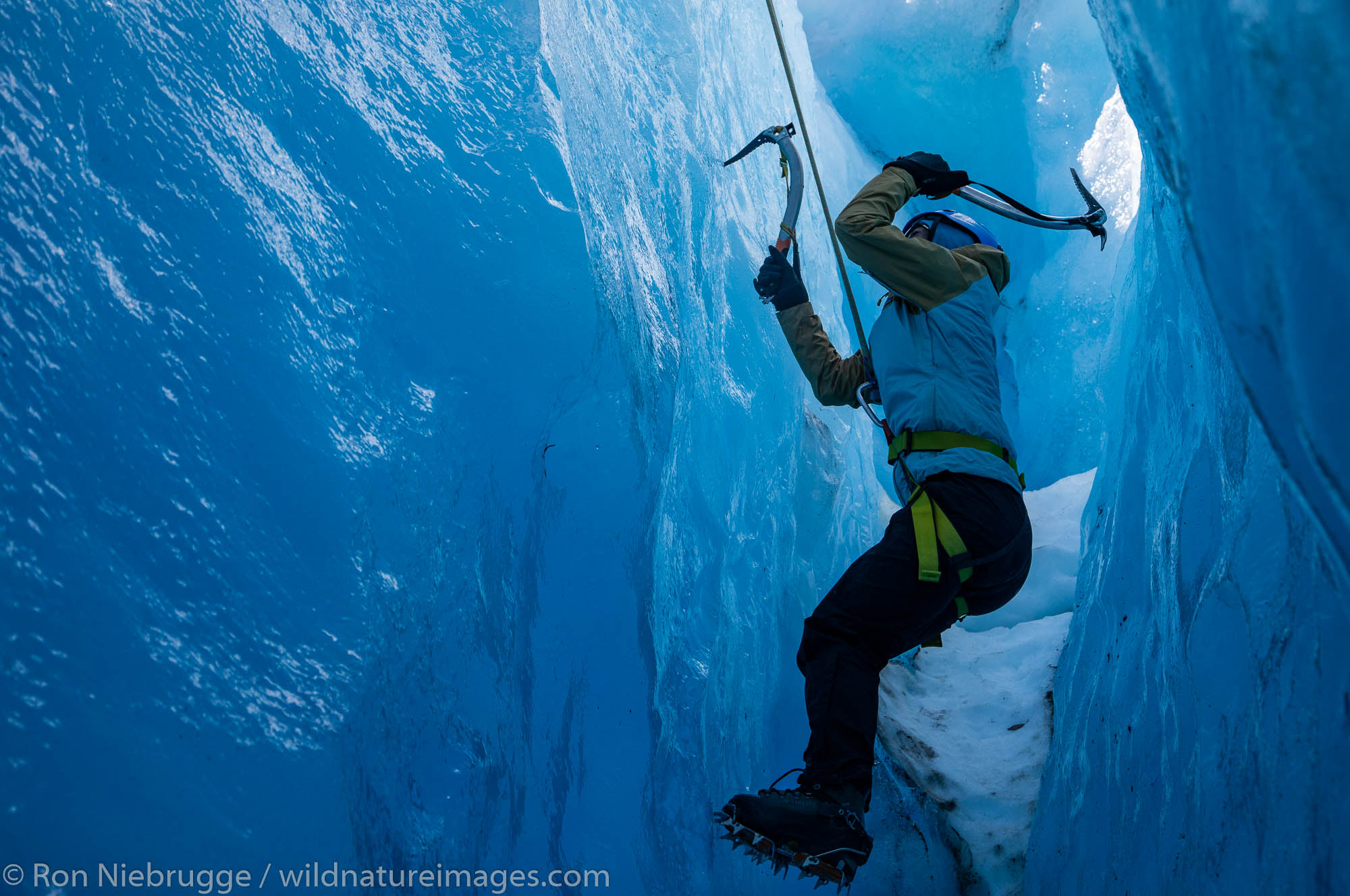 Climbing on Exit Glacier, Kenai Fjords National Park, near Seward, Alaska.