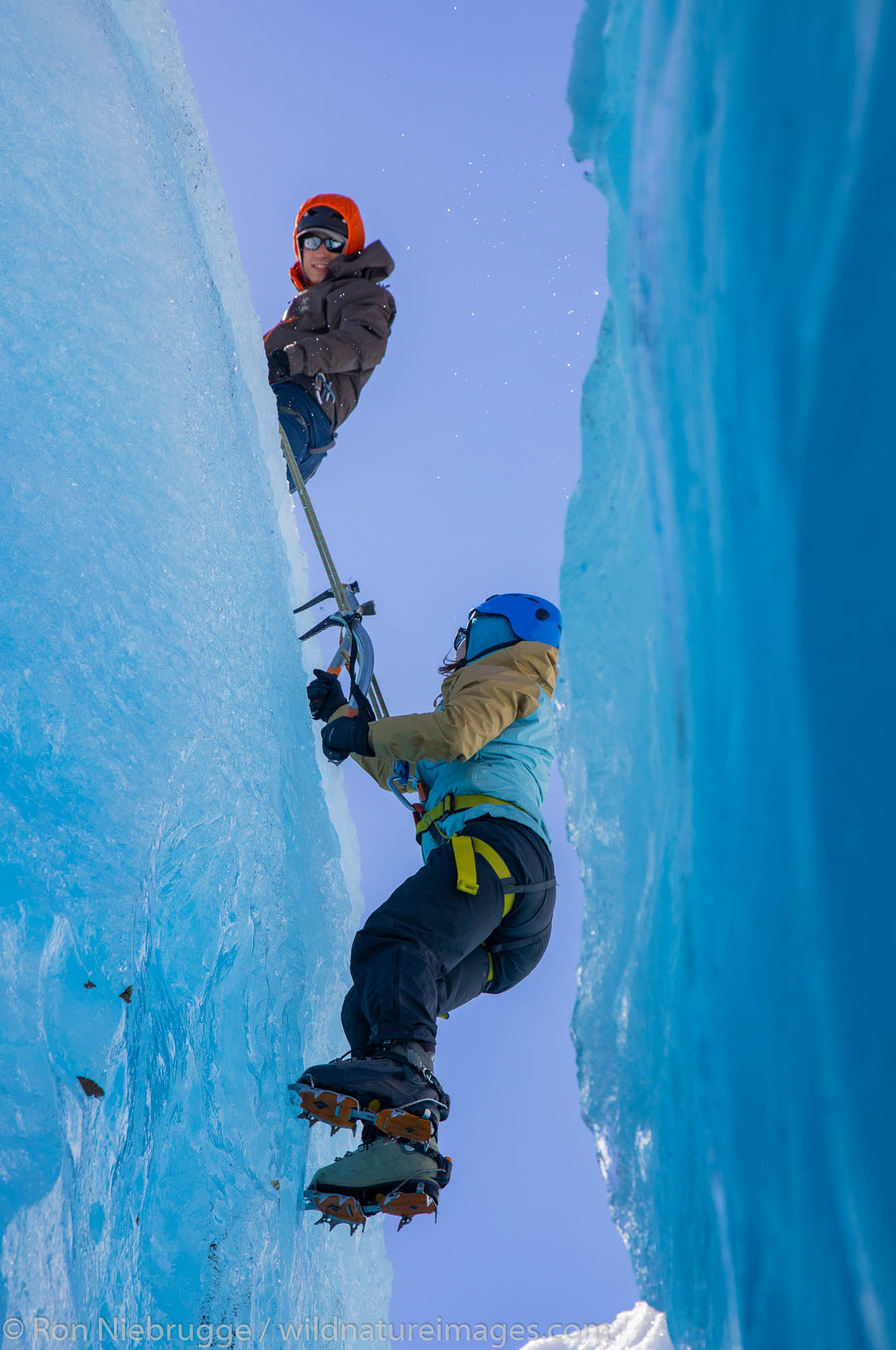 Climbing on Exit Glacier, Kenai Fjords National Park, near Seward, Alaska.