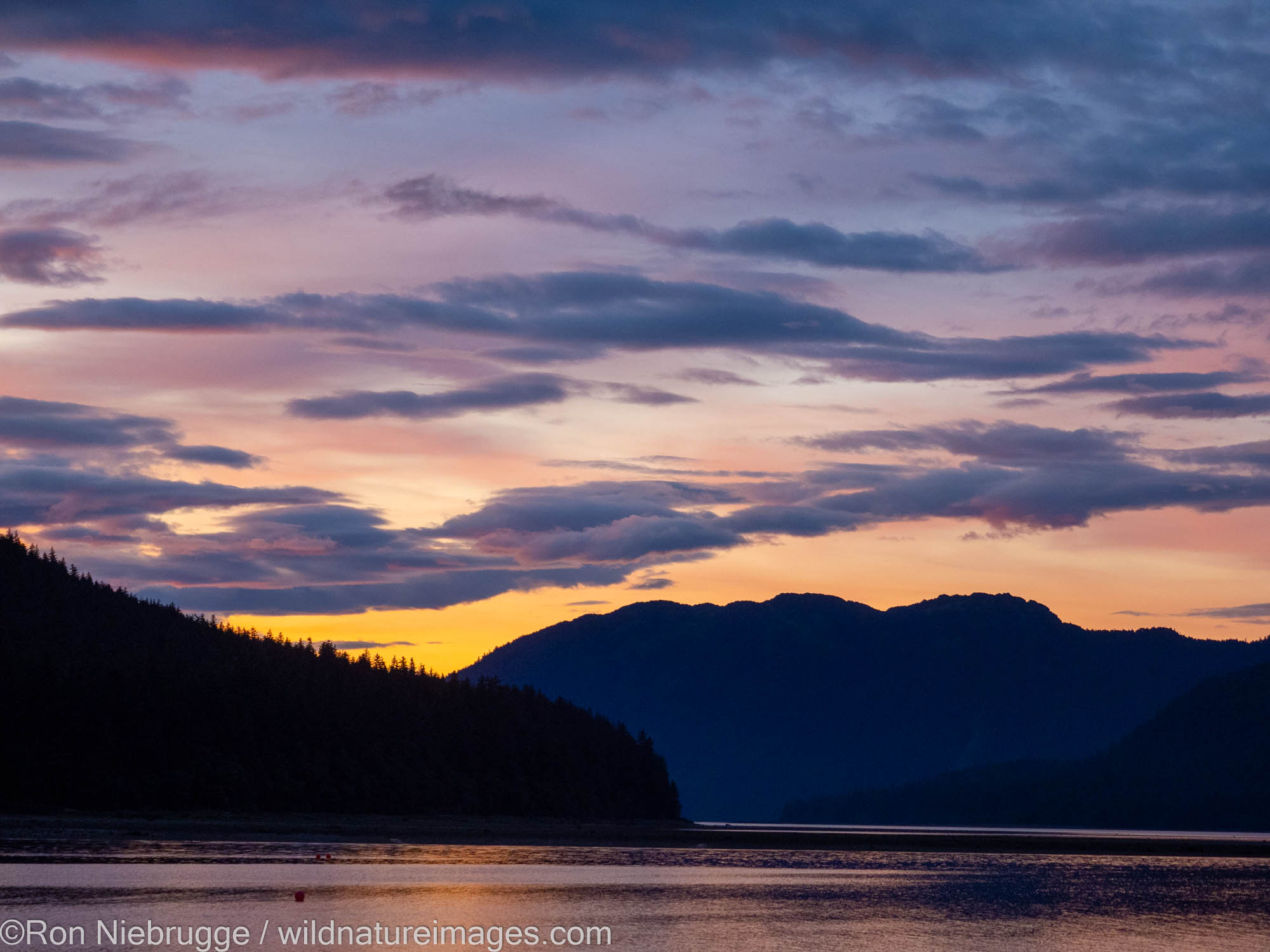 Sunset at Stan Price Wildlife Sanctuary, Pack Creek, Tongass National Forest, Alaska.