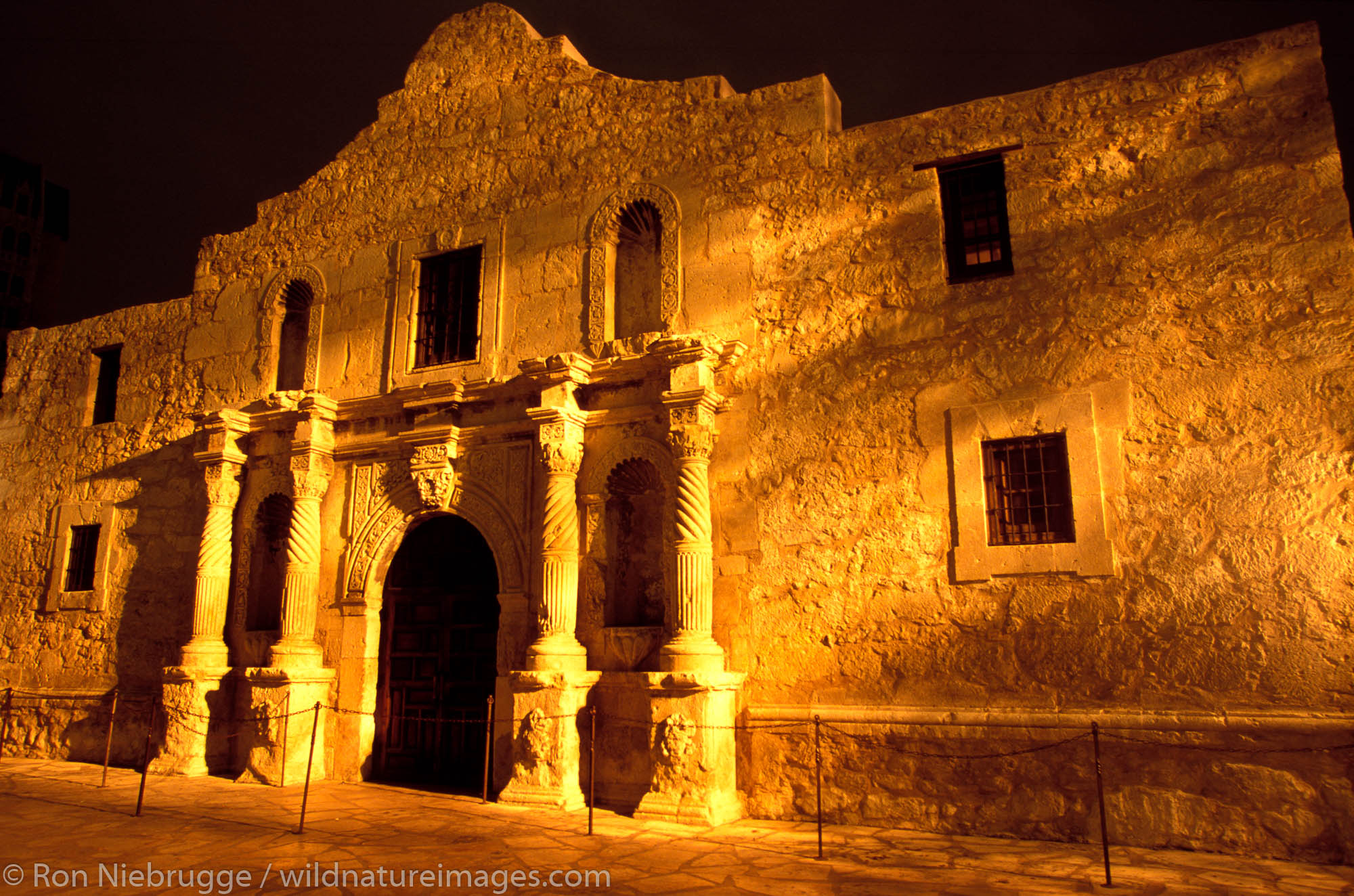 The Alamo at night.  San Antonio, Texas.