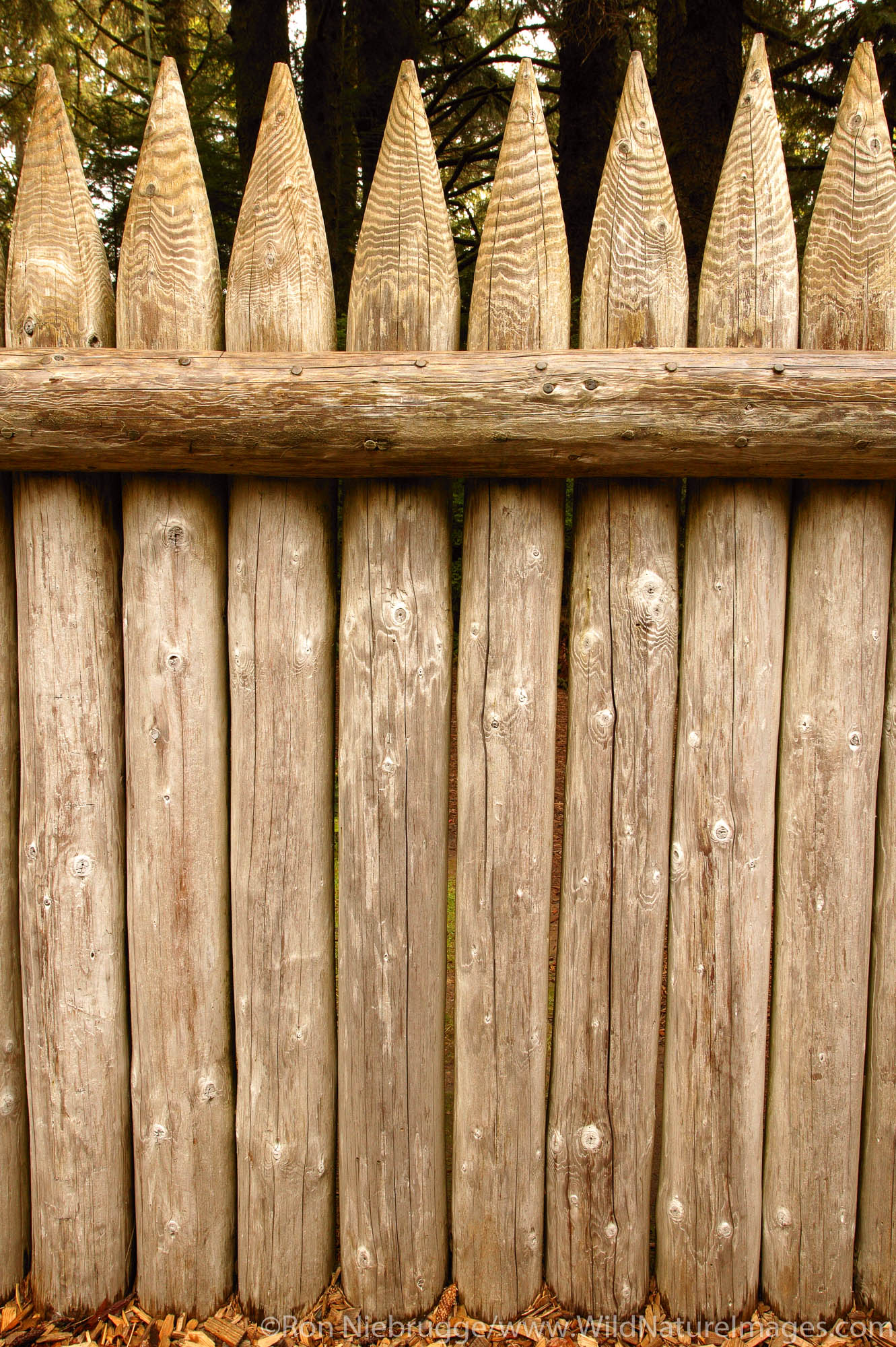 Fence surrounding Fort Clatsop National Memorial, near Astoria, Oregon.
