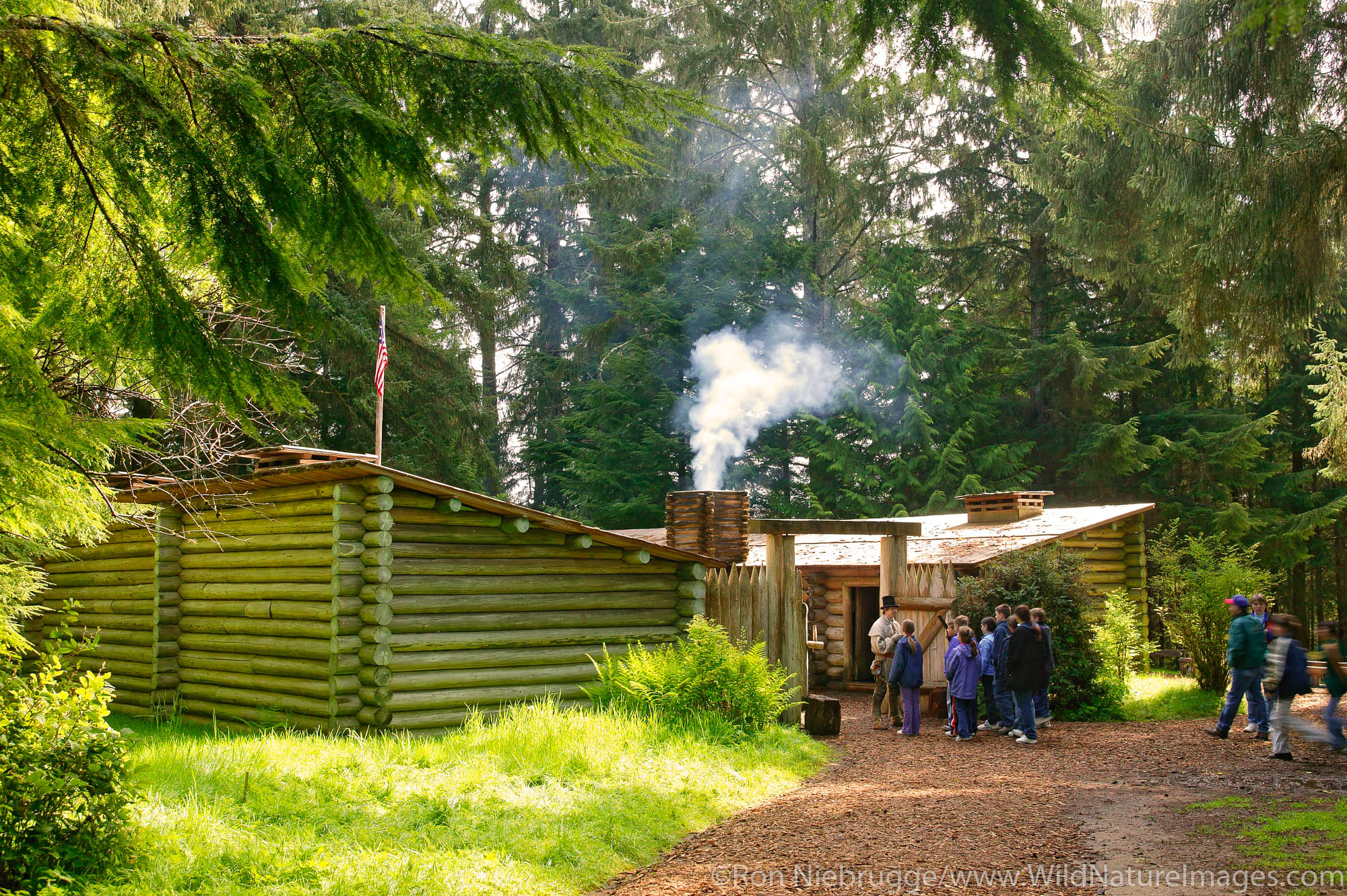 Vistors at Fort Clatsop National Memorial, part of the new Lewis & Clark National Historical Park, Astoria,  Oregon.