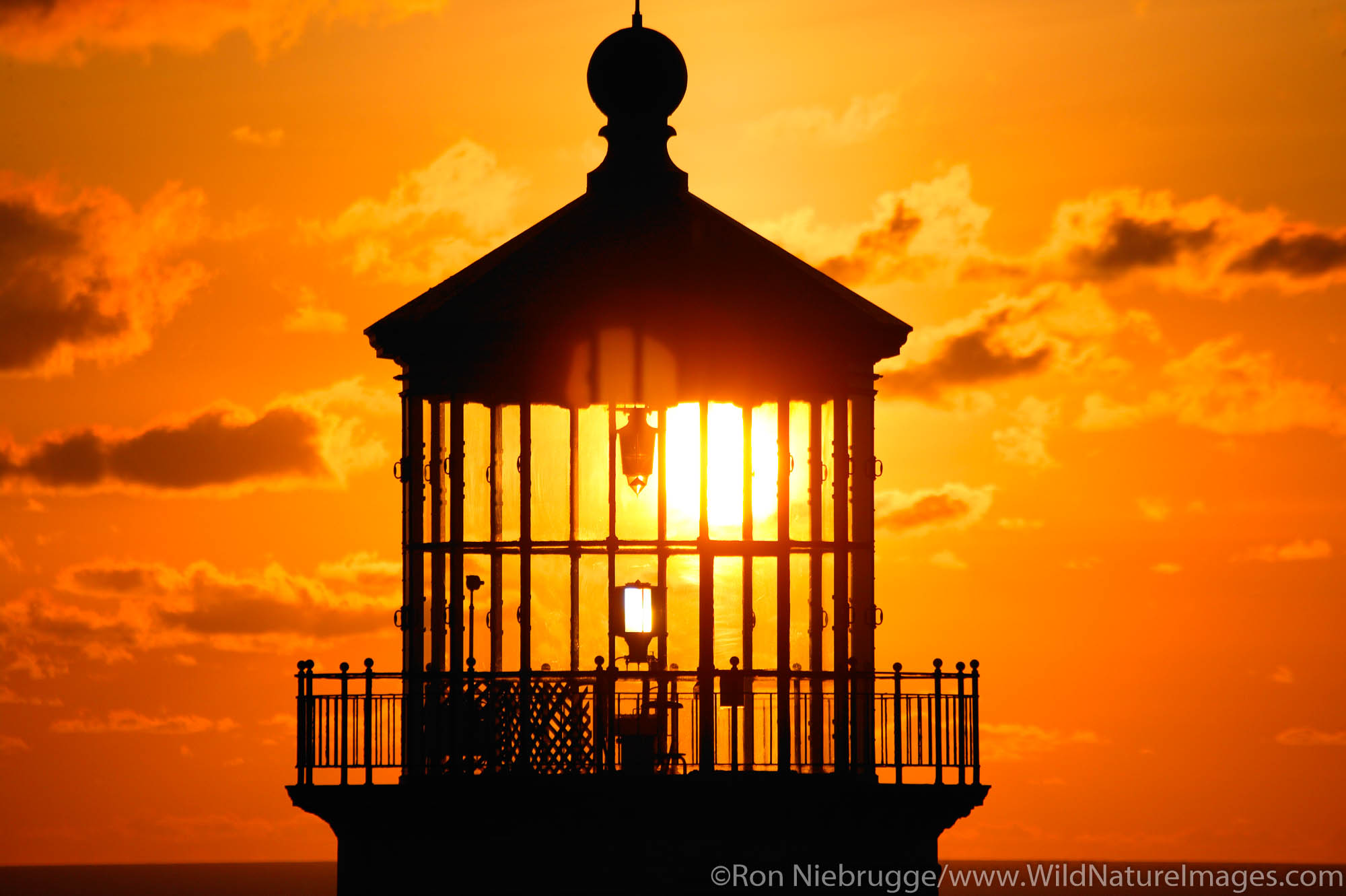 The Northhead Lighthouse at Sunset on the Washington Coast.  Ft. Canby State Park.  Washington.