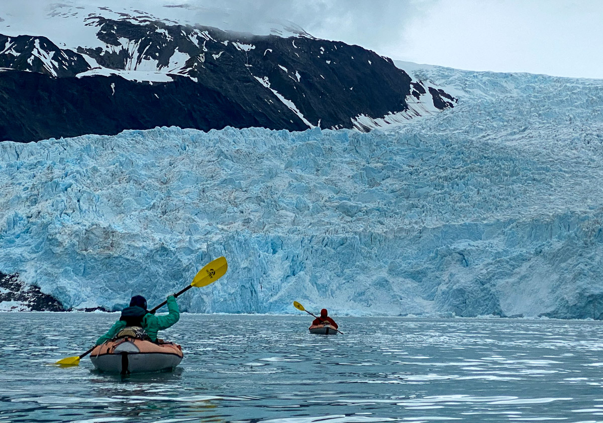 Kayaking in front of Aialik Glacier.