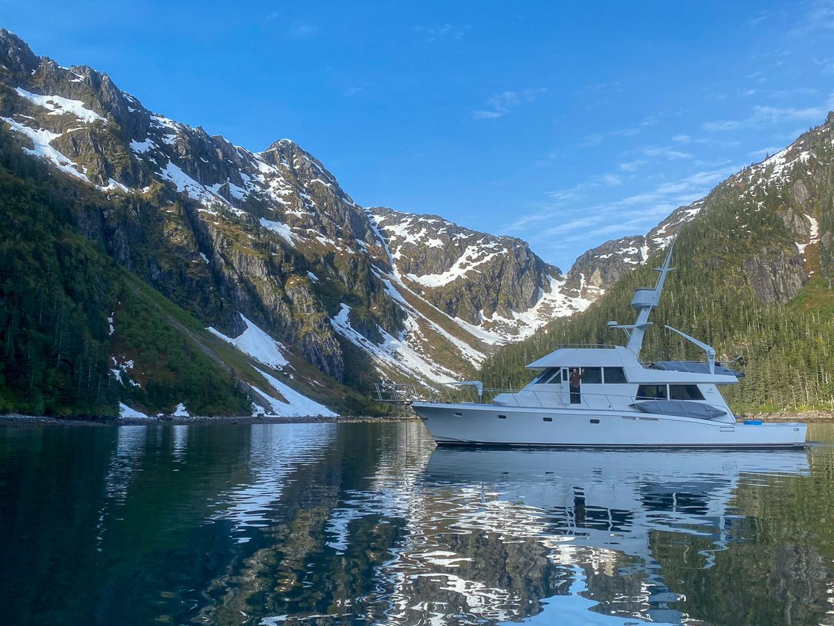 Our yacht in the morning at McMullen Cove.