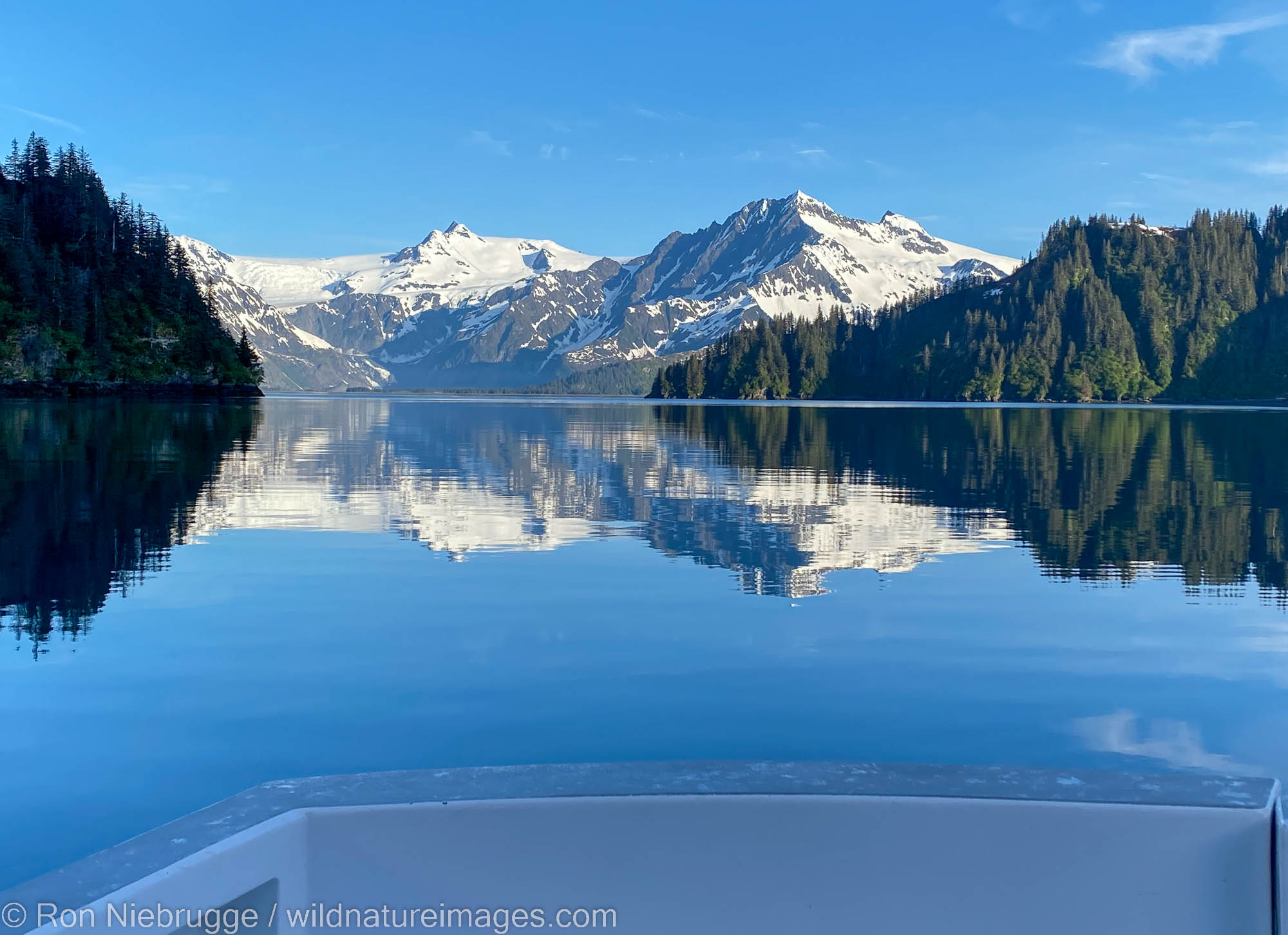 Sunrise view from the yacht in Coleman Cove.   Aialik Bay. IPhone