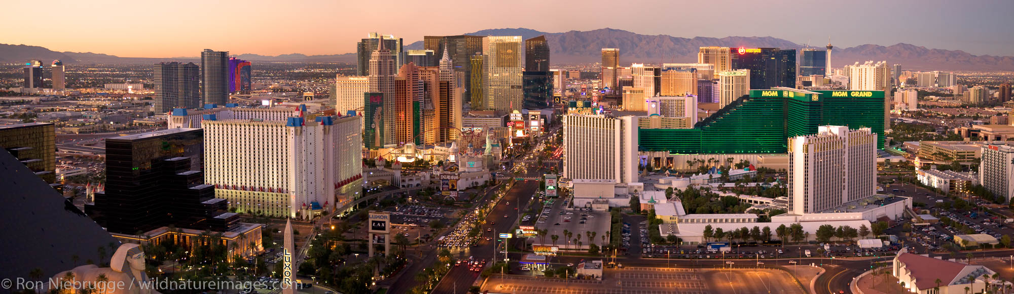 Panoramic aerial view of the Strip, Las Vegas, Nevada.