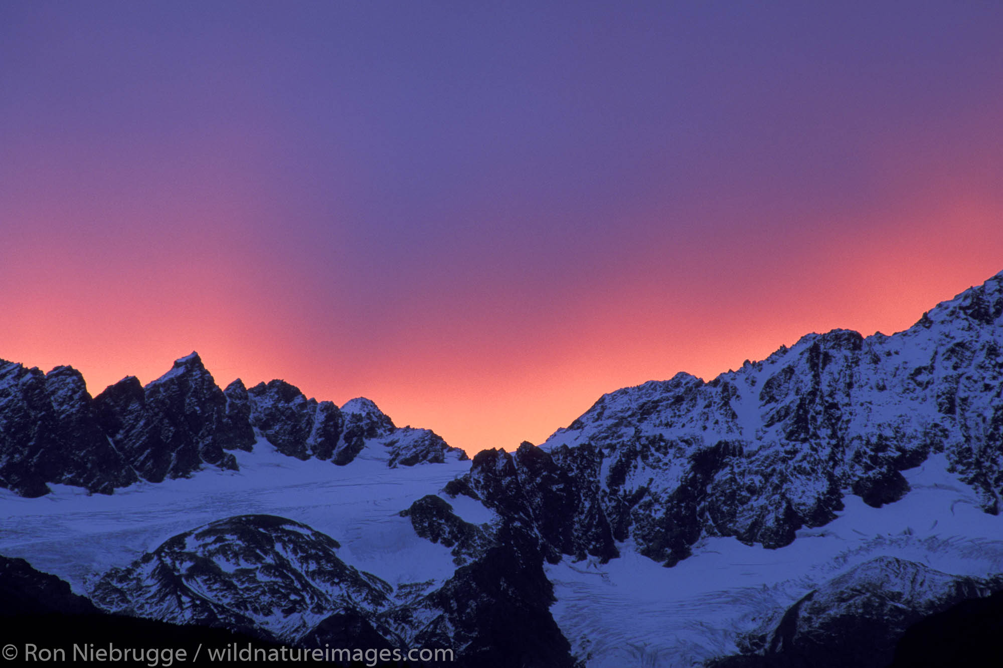 Winter Sunrise over Mt. Alice, Chugach National Forest, Seward, Alaska.