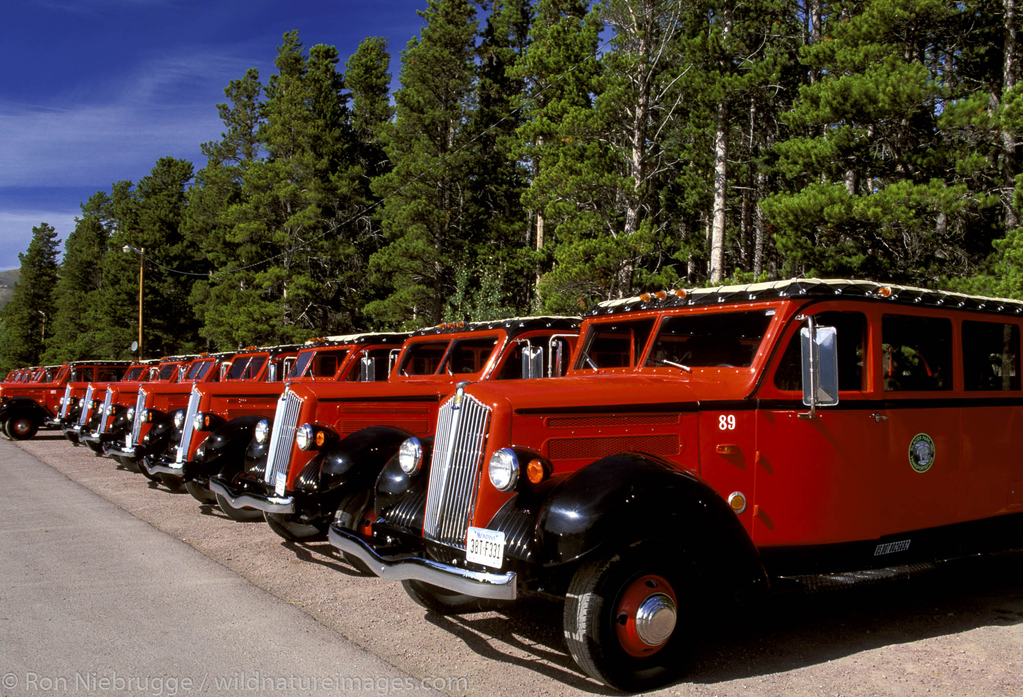 Propane powered tour buses. Glacier National Park, Montana.